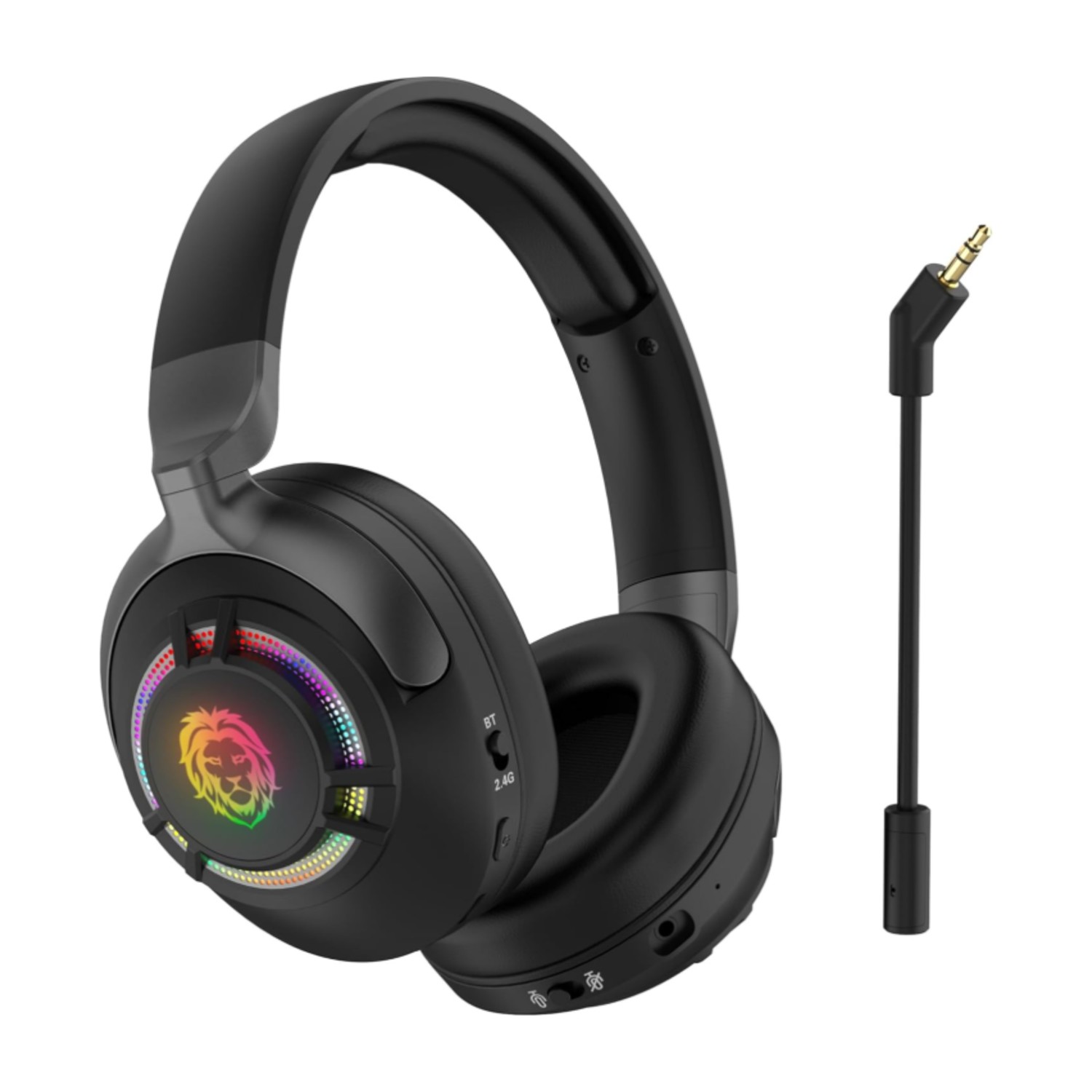 Green Lion Shadow RGB ANC Gaming Headset, 7.1 Surround Sound, 50mm Drivers, Active Noise Cancellation, Tri-Mode Connectivity, Detachable Mic, 50H Battery Life, RGB Design, for PC, PS5, Xbox, Mobile