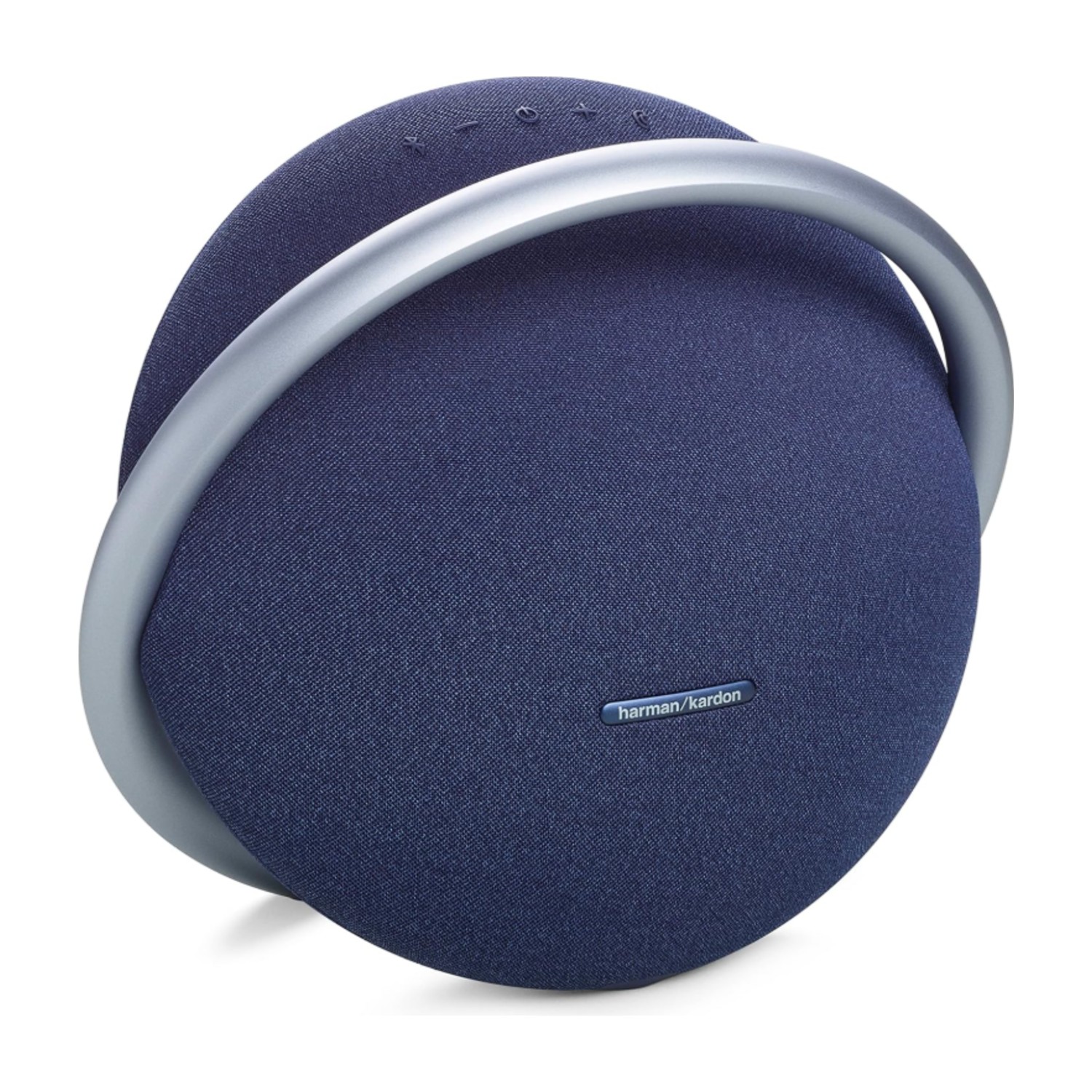 مكبر صوت بلوتوث Harman Kardon Onyx Studio 8 – صوت ستريو قوي 50 واط، ضبط ذاتي، ميكروفون مزدوج مدمج، بطارية 8 ساعات، تصميم أزرق أنيق، مواد صديقة للبيئة (HKOS8BLUUK) (مجدد)