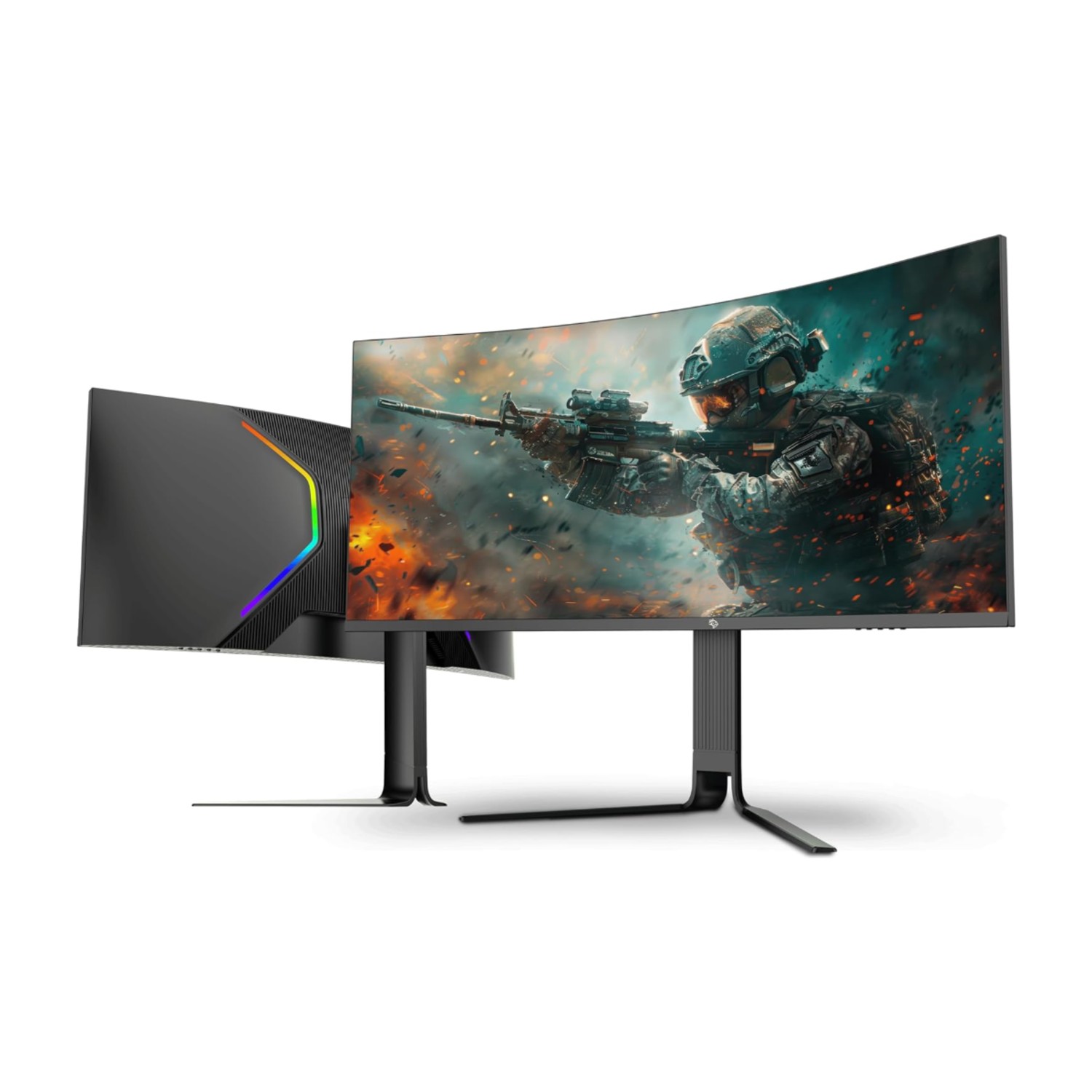 Porodo 34 Inch Curved Gaming Monitor, UltraWide HDR 200Hz Monitor, QHD [3440×1440P], Ergonomic 3-Axis Stand, Flicker-Free, DisplayPort/HDMI/Type-C Ports, Compatible with NVIDIA G-Sync & AMD FreeSync