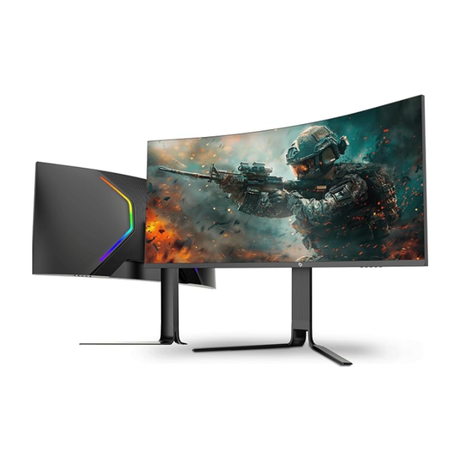 Porodo 34 Inch Curved Gaming Monitor, UltraWide HDR 200Hz Monitor, QHD [3440×1440P], Ergonomic 3-Axis Stand, Flicker-Free, DisplayPort/HDMI/Type-C Ports, Compatible with NVIDIA G-Sync & AMD FreeSync