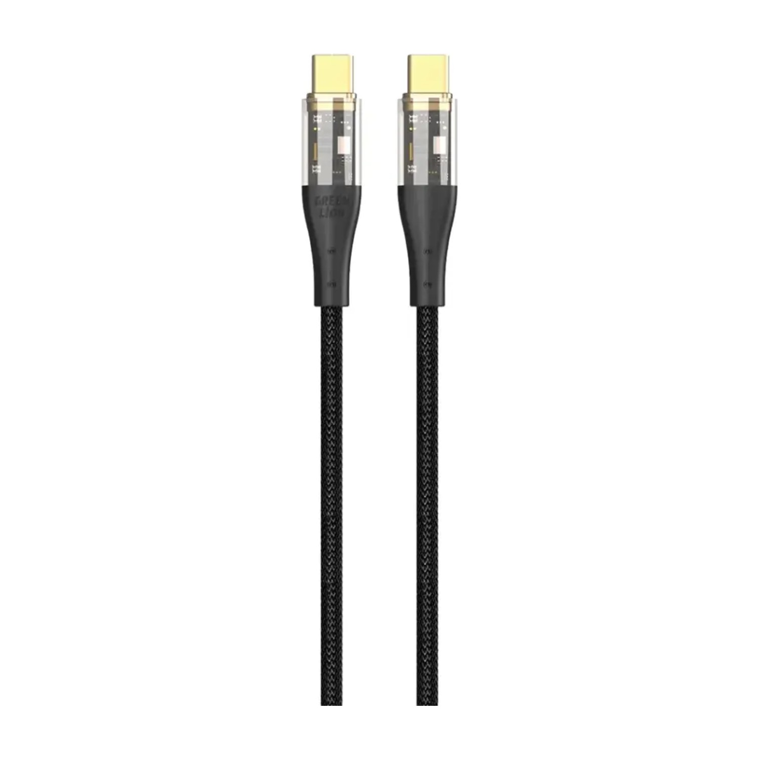 كابل أسود أخضر شفاف USB - C إلى USB - C مضفر - أسود