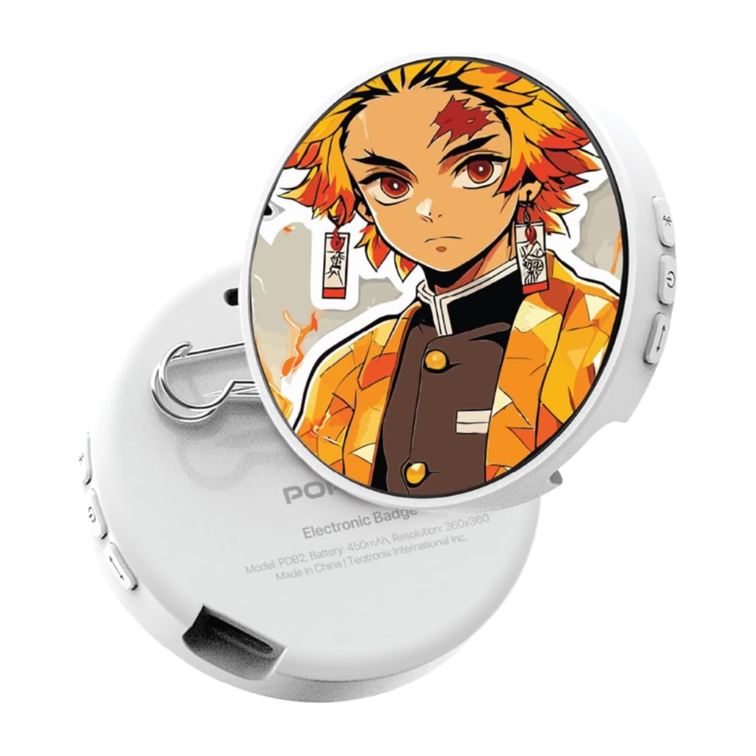Porodo Robo Tag Electronic Badge Magic Pro، شاشة IPS مستديرة عالية الدقة مقاس 1.85بوصة، رسوم متحركة GIF مخصصة وفيديو 3 ثوانٍ، بطارية بلوتوث 5.4، بطارية 450 مللي أمبير في الساعة 12-18 ساعة، 7 أوضاع إضاءة متعددة الألوان، دبوس ذكي يمكن ارتداؤه