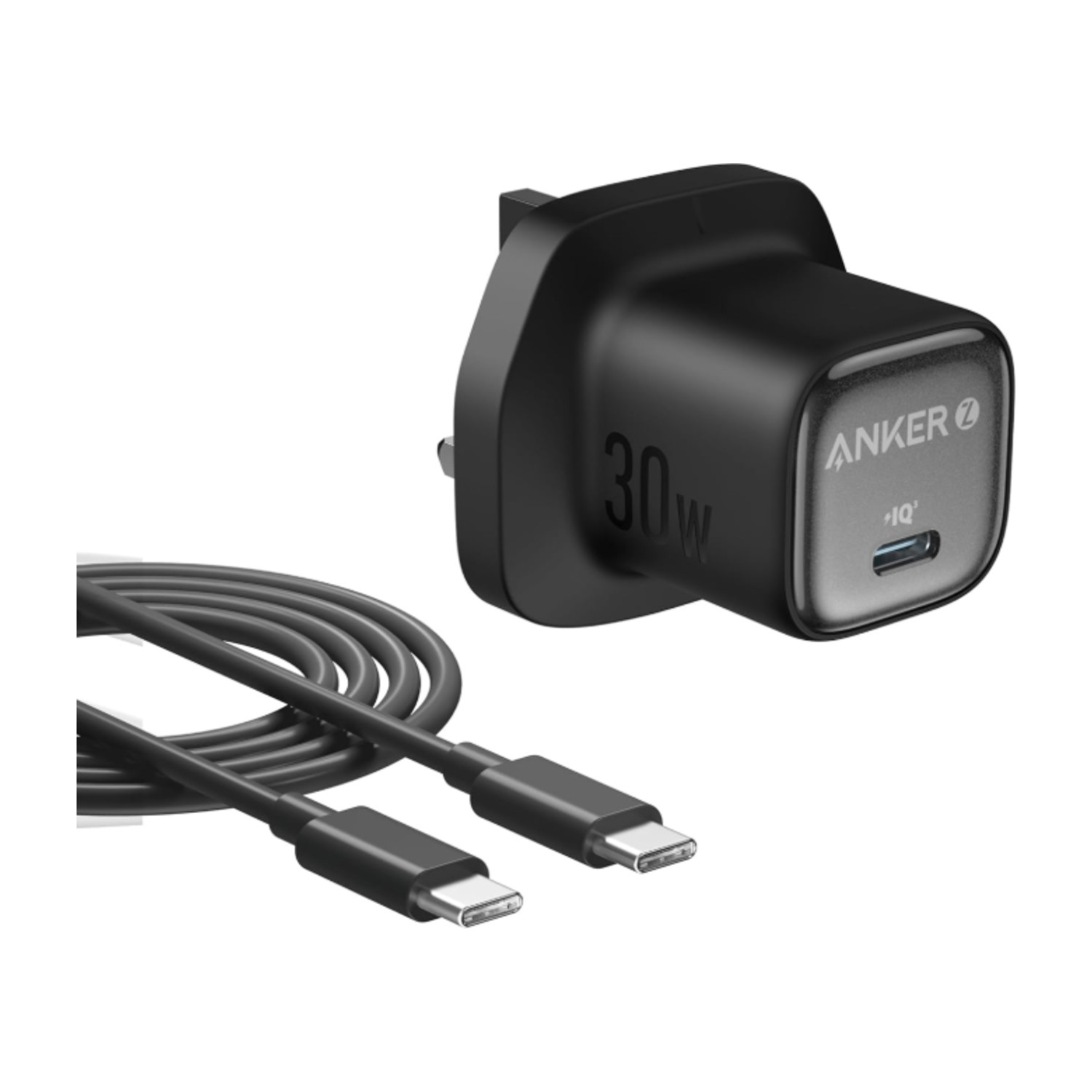 قابس USB C 30 واط، شاحن Zolo Compact GaN USB C من Anker، تحكم محسن في درجة الحرارة، تصميم مدمج وشحن أسرع 3 مرات، متوافق مع iPhone و iPad و Samsung و Pixel والمزيد (أسود)
