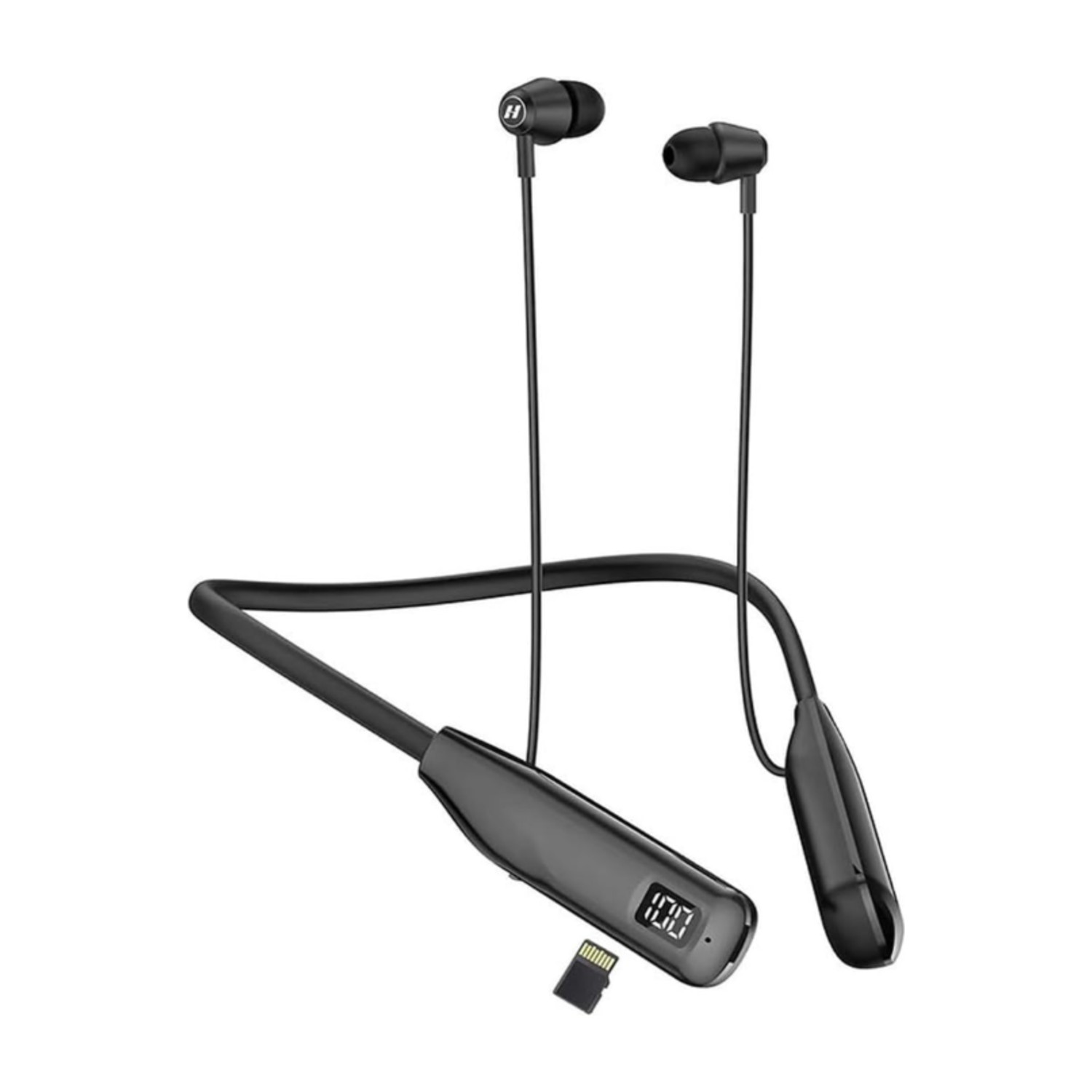 HainoTeko Germany Haino Teko HN110 Bluetooth Neck Band Earphone 110 Hours Music With High Bass Sound Quality Super Clear Mic and Support TF Card Black