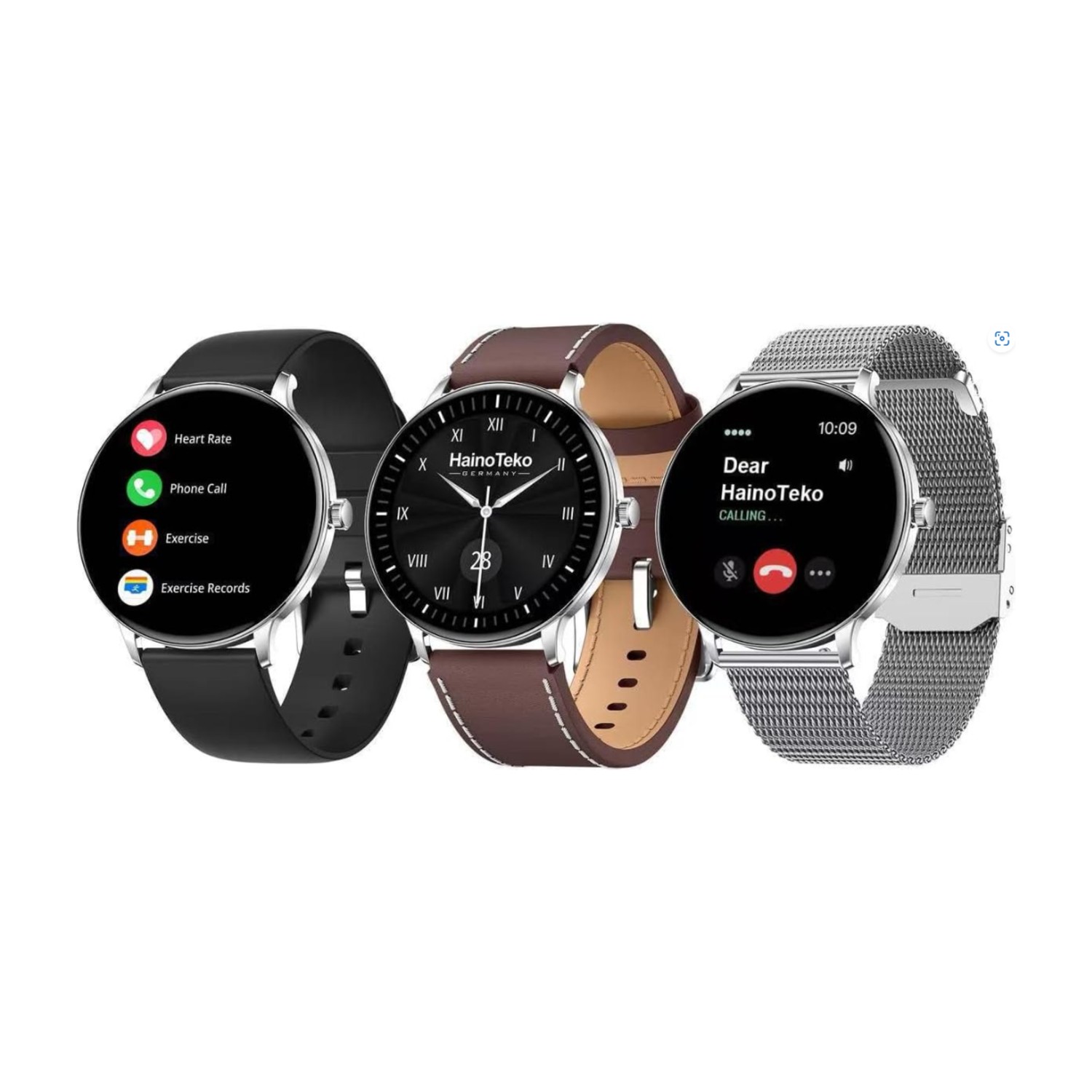 HainoTeko-27 Super Slim Waterproof Design Smart Watch With AMOLED Amoled Display Bluetooth Calling and 3 Pair Straps Designed for Ladies and Gents (Silver)