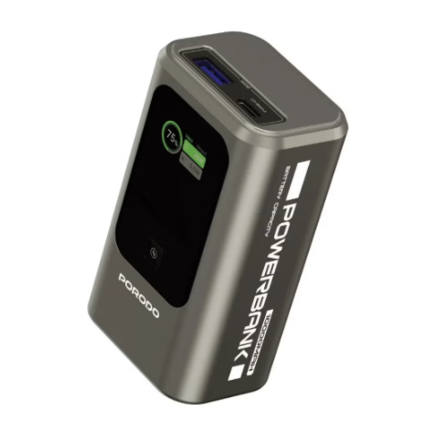 10000mAh Mini Power Bank with Real-Time Display / PD 35W Fast Charger Powerbank / Simultaneous Charging / Smart TFT Display / Built-In Safeguards - Grey