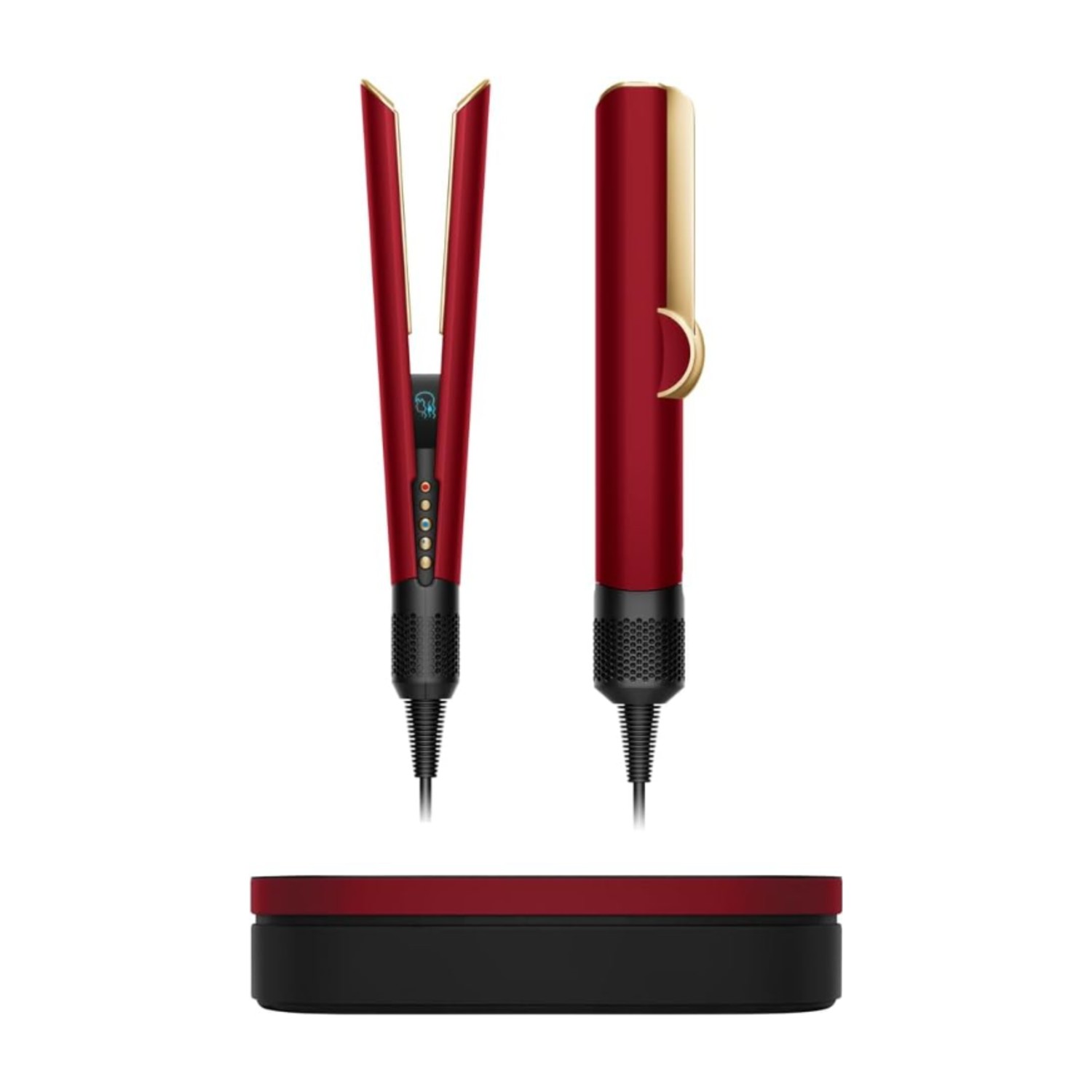 Dyson [إصدار محدود] جهاز فرد الشعر Airstrait [Red Velvet & Gold] | جهاز فرد الشعر الرطب إلى الجاف | يستقيم بالهواء| لا توجد أطباق ساخنة | أوضاع الرطب والجاف - الإصدار الدولي