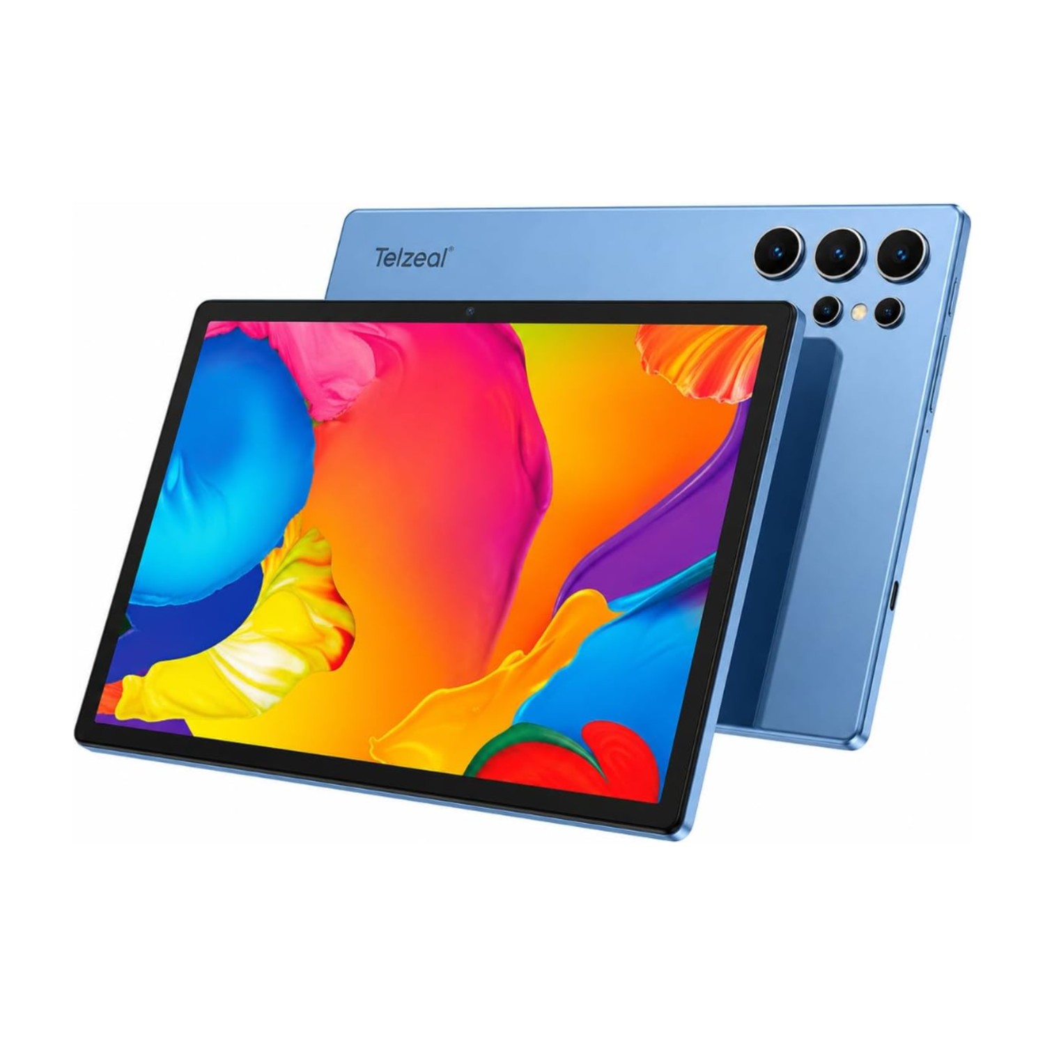 Telzeal P105 10.1 Inch Android 15 Tablet PC 12GB RAM 512GB ROM 10000mAh Dual Camera WiFi Dual SIM with Wireless Keyboard, Mouse & Stylus Pen (Blue)