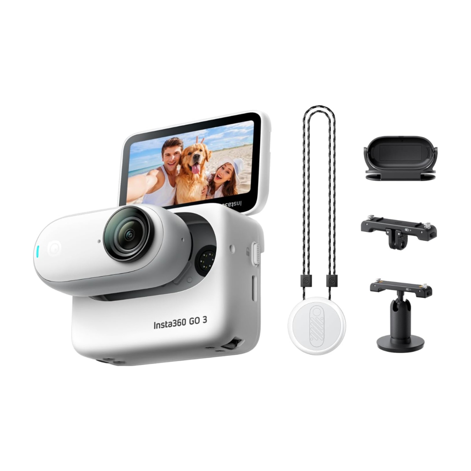 Insta360 GO 3 (128GB) – كاميرا حركة صغيرة وخفيفة الوزن، محمولة ومتعددة الاستخدامات، بوف حر اليدين، تثبيت في أي مكان، تثبيت، حقيبة حركة متعددة الوظائف، مقاومة للماء، للسفر، الرياضة، مدونة الفيديو