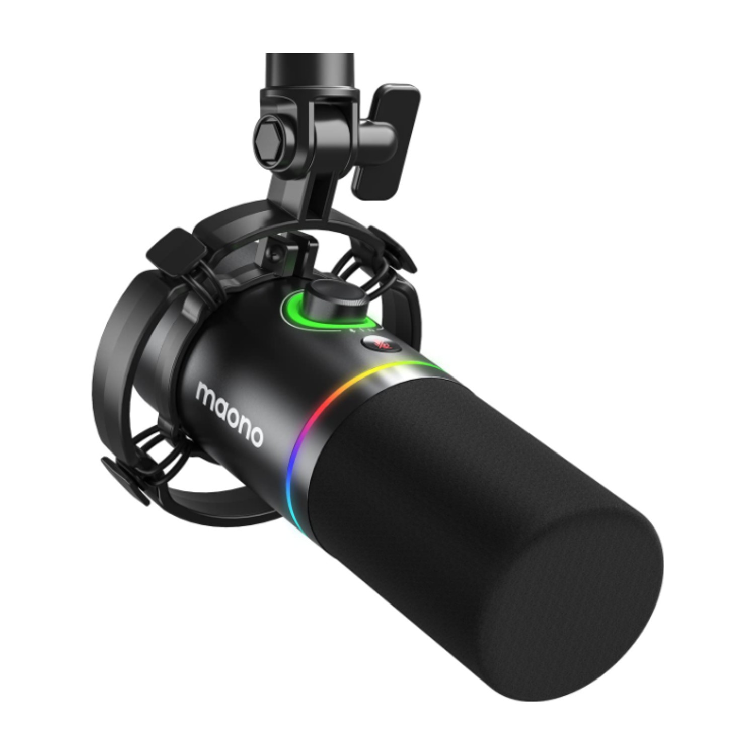 MAONO PD200X ميكروفون ديناميكي USB/XLR للغناء والكمبيوتر الشخصي وتسجيل YouTube. ميكروفون احترافي مزود ببرامج قابلة للبرمجة ومراقبة زمن الوصول صفر، والتحكم في مستوى الصوت، والصنبور لكتم الصوت وتركيب الصدمات - أسود