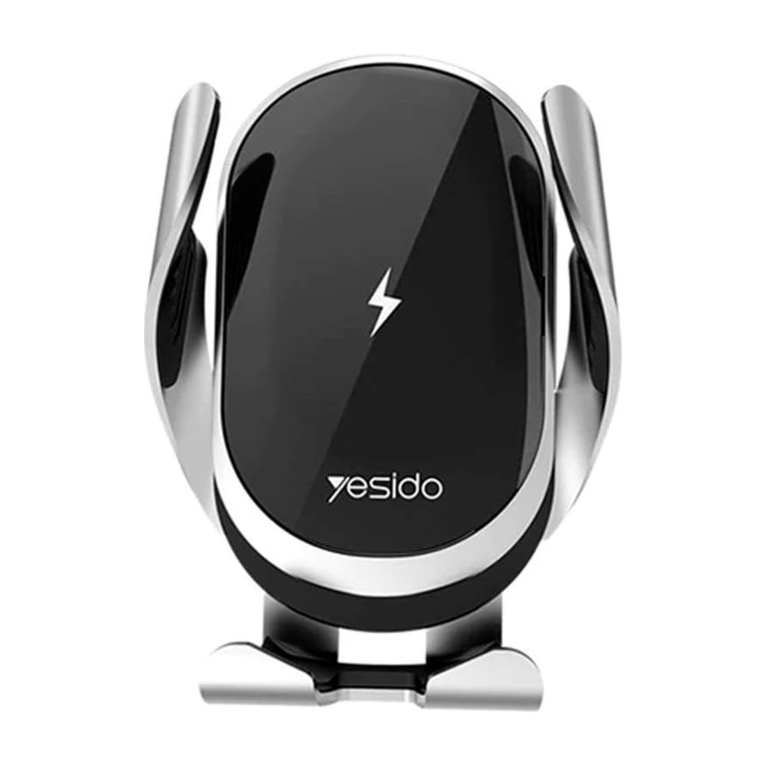 Yesido C78 Wtech Wireless Phone Car Holder, 15W Quick Charge, Suction Cup & Air Vent Clip Base, Silicone & Aluminum Alloy Clip Support, 360 Degree Angle Adjustment, Black/Silver | B08CWW7T3G