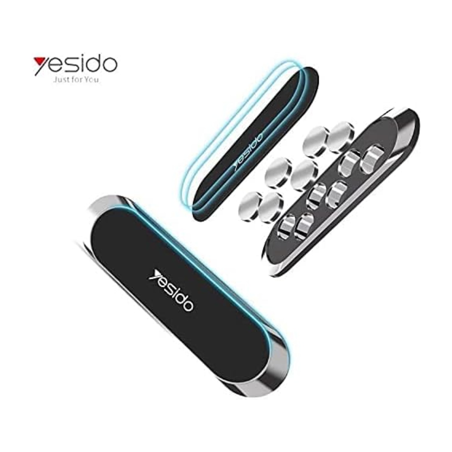 Yesido Magic Glue Silicone Wall Cell Phone Holder Magnet، حامل هاتف مغناطيسي للسيارة يتميز بمغناطيس قوي متوافق مع iPhone و Samsung و Oppo و One Plus و Huawei و Xiaomi والمزيد، رمادي