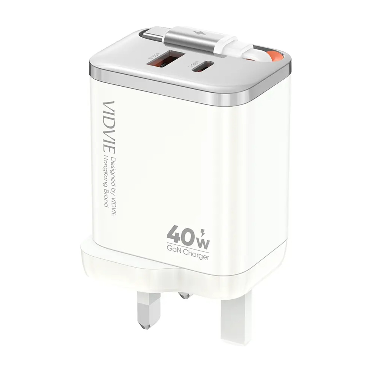 شاحن حائط XL-PLB127 بكابل قابل للسحب وشحن سريع GaN