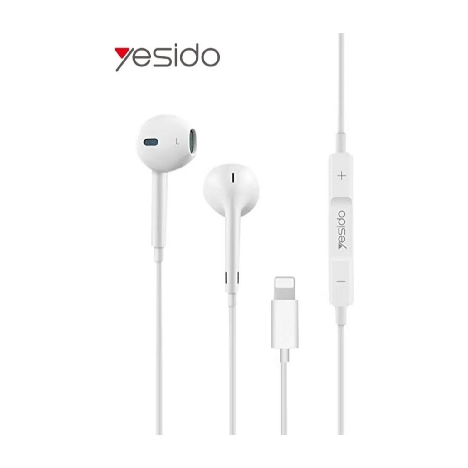 YH50 Wired Lightning Jack Earphones in White – Deep Bass, Clear Microphone, and Multi-Functional Inline Remote for Hands-Free Use