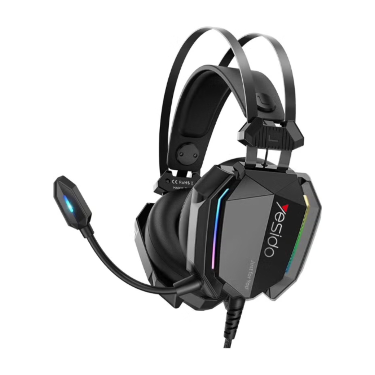 YESIDO EK03 Game Headset With Wire Flexible Headphone 3.5mm Audio Jack And USB HD HIFI Black