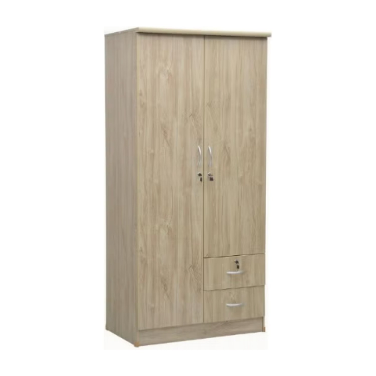 Riley 2 Door wardrobe with 2 drawer Hanging Rod & 5 Shelves