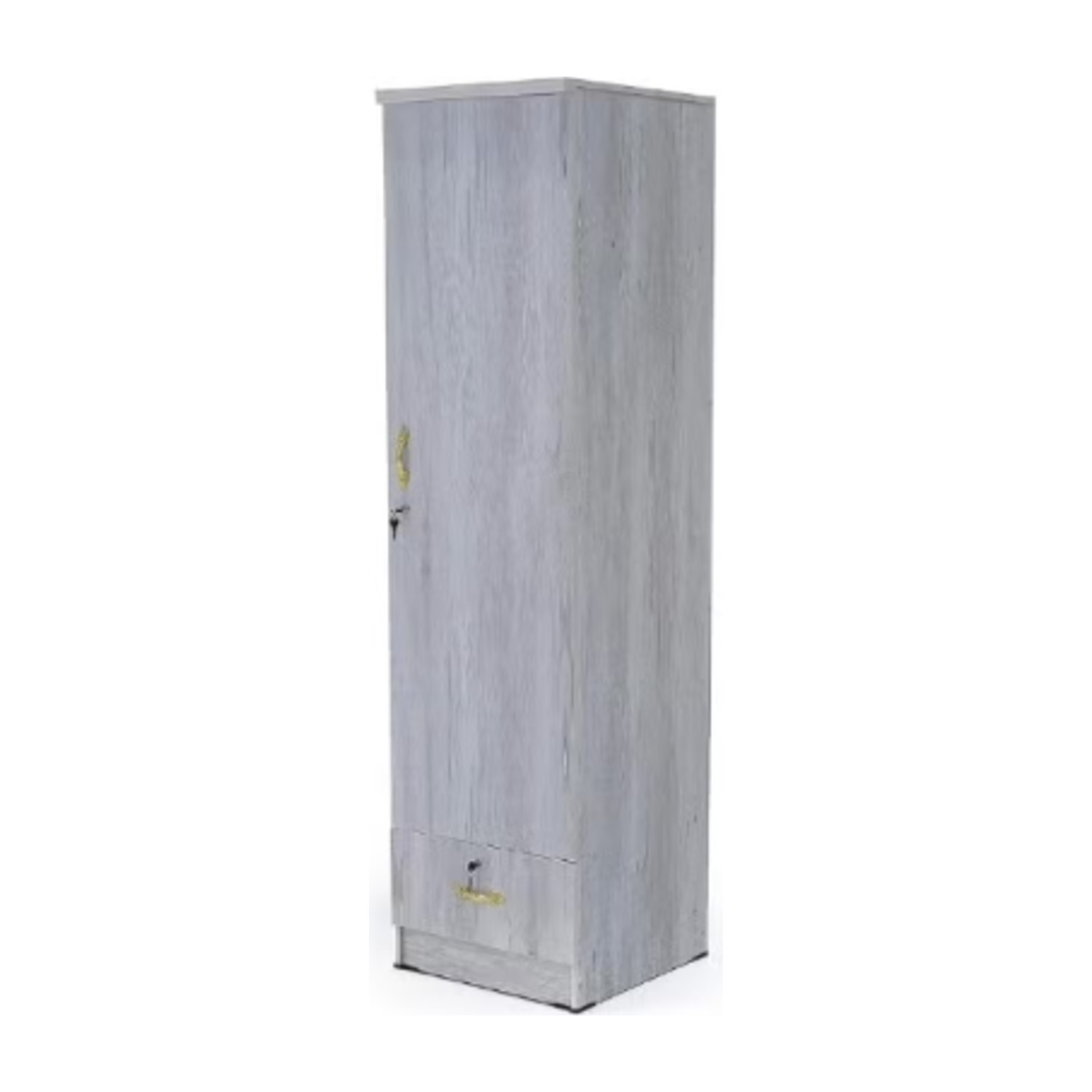 Turin Single door wardrobe with hanger and shelf with lockable drawer and door