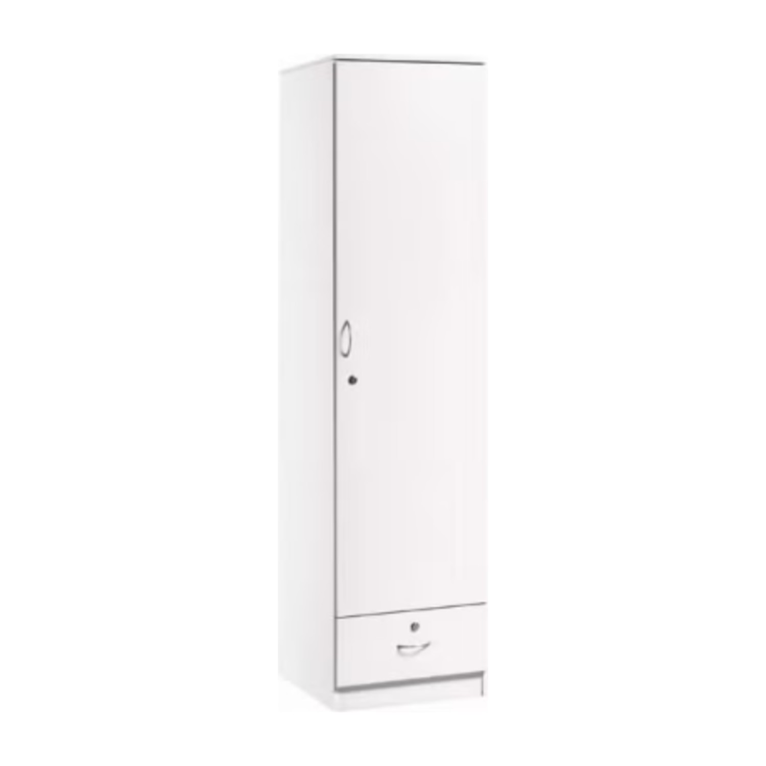 Turin Single door wardrobe with hanger and shelf with lockable drawer and door (With Assembly