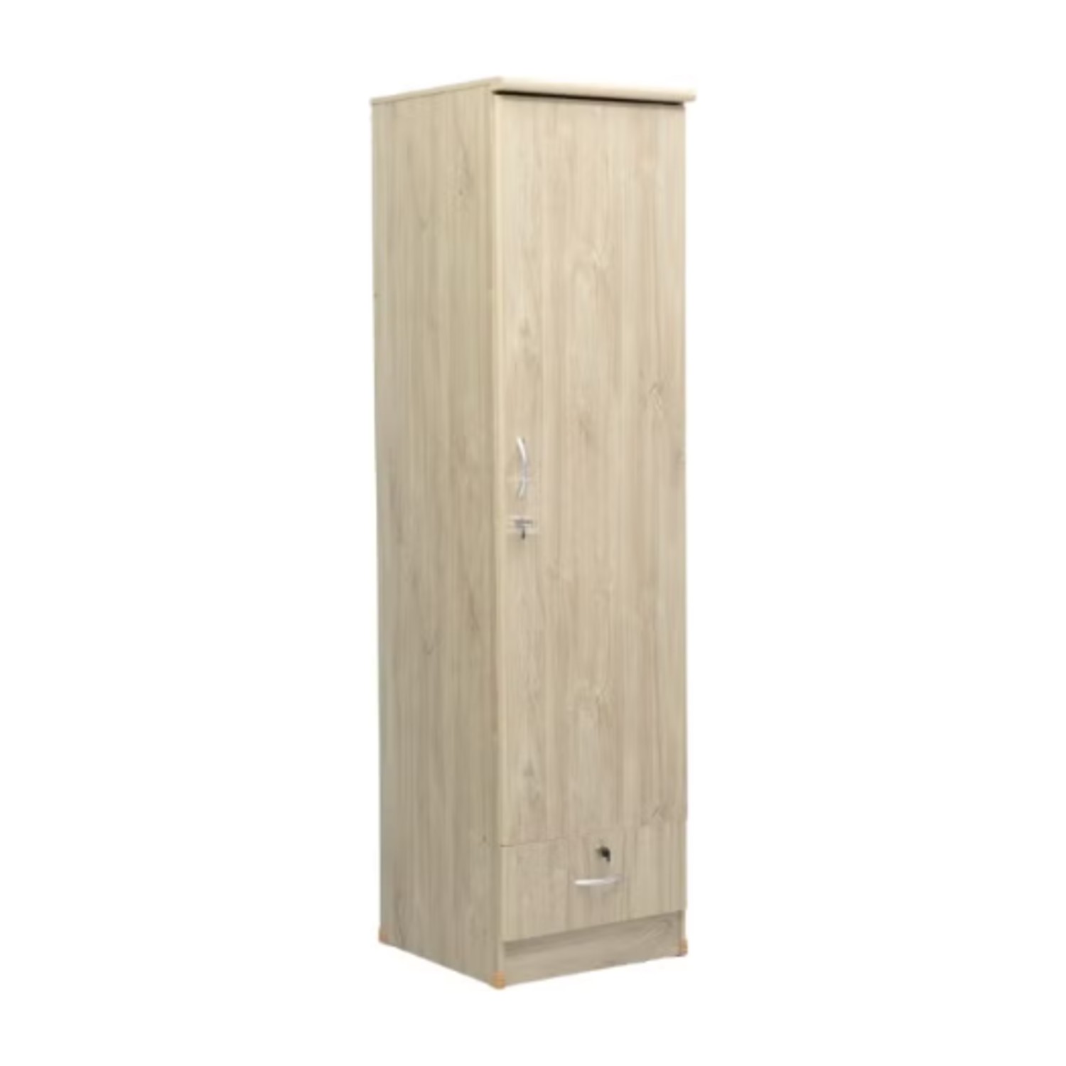 Turin Single door wardrobe with hanger and shelf with lockable drawer and door (With Assembly)