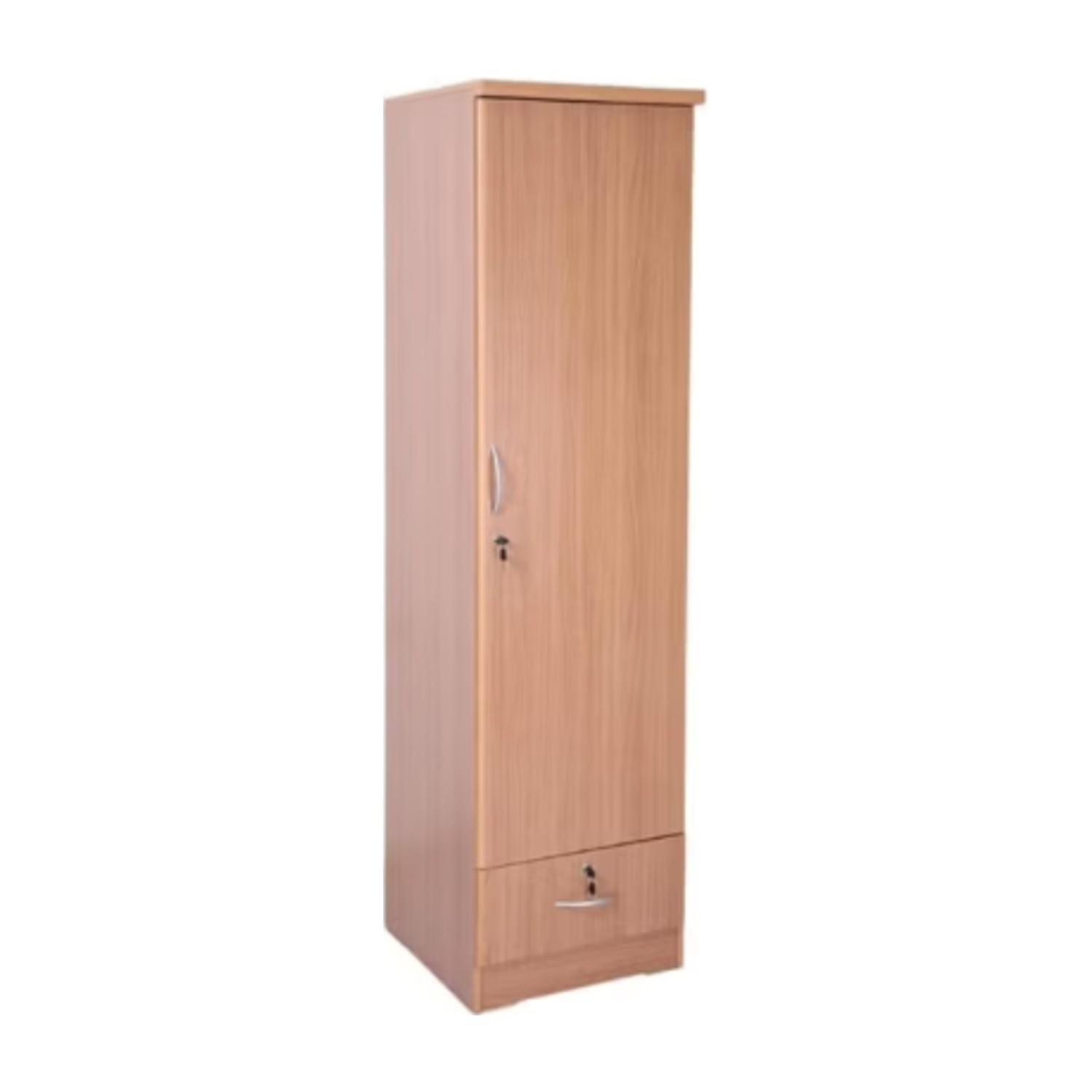Turin Single door wardrobe with hanger and shelf with lockable drawer and door (With Assembly)