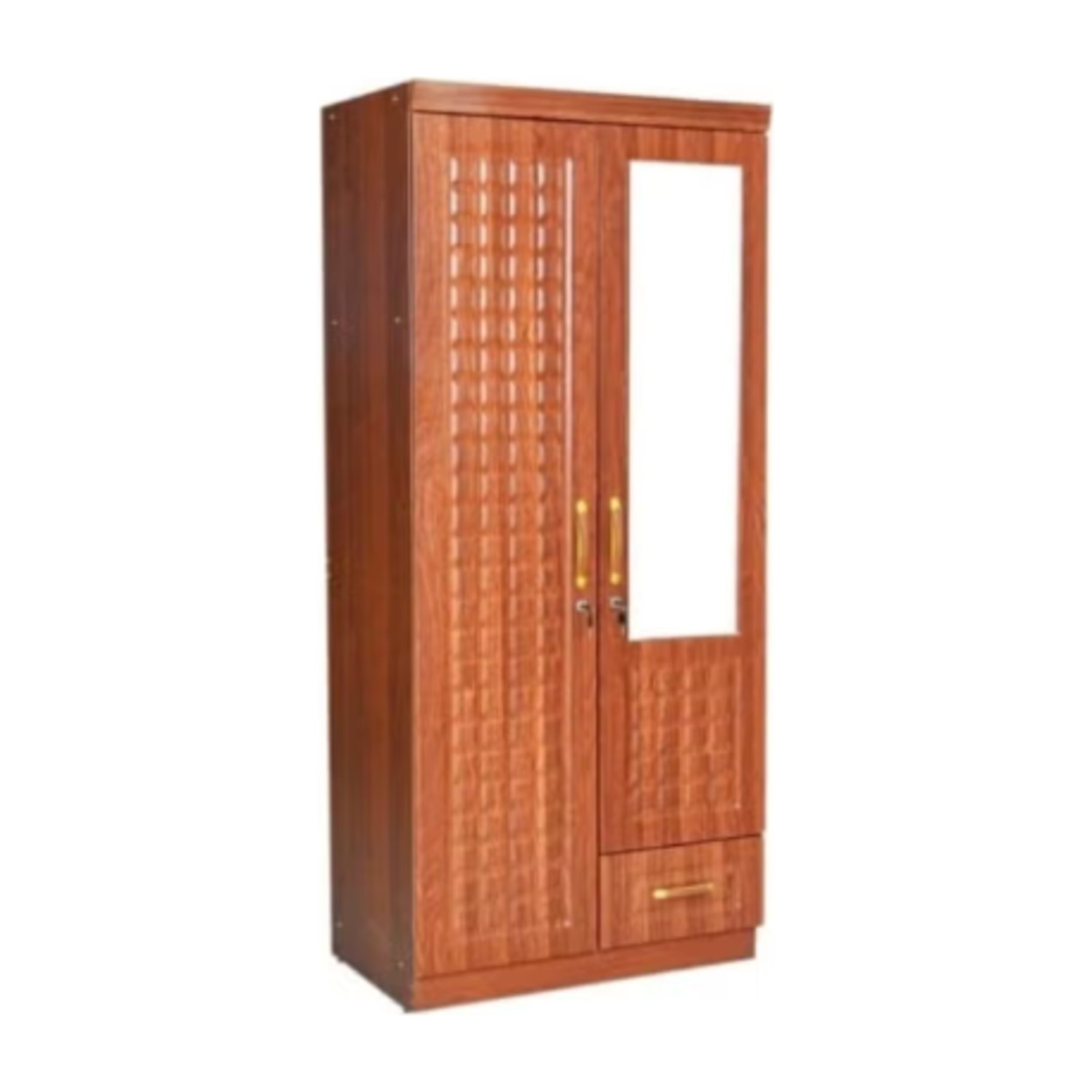 ABX HOME Shaku 2 Door Wooden Wardrobe, Cabinet Cupboard Engineered Wood Perfect Modern Stylish Heavy Duty With Mirror (With Installation)