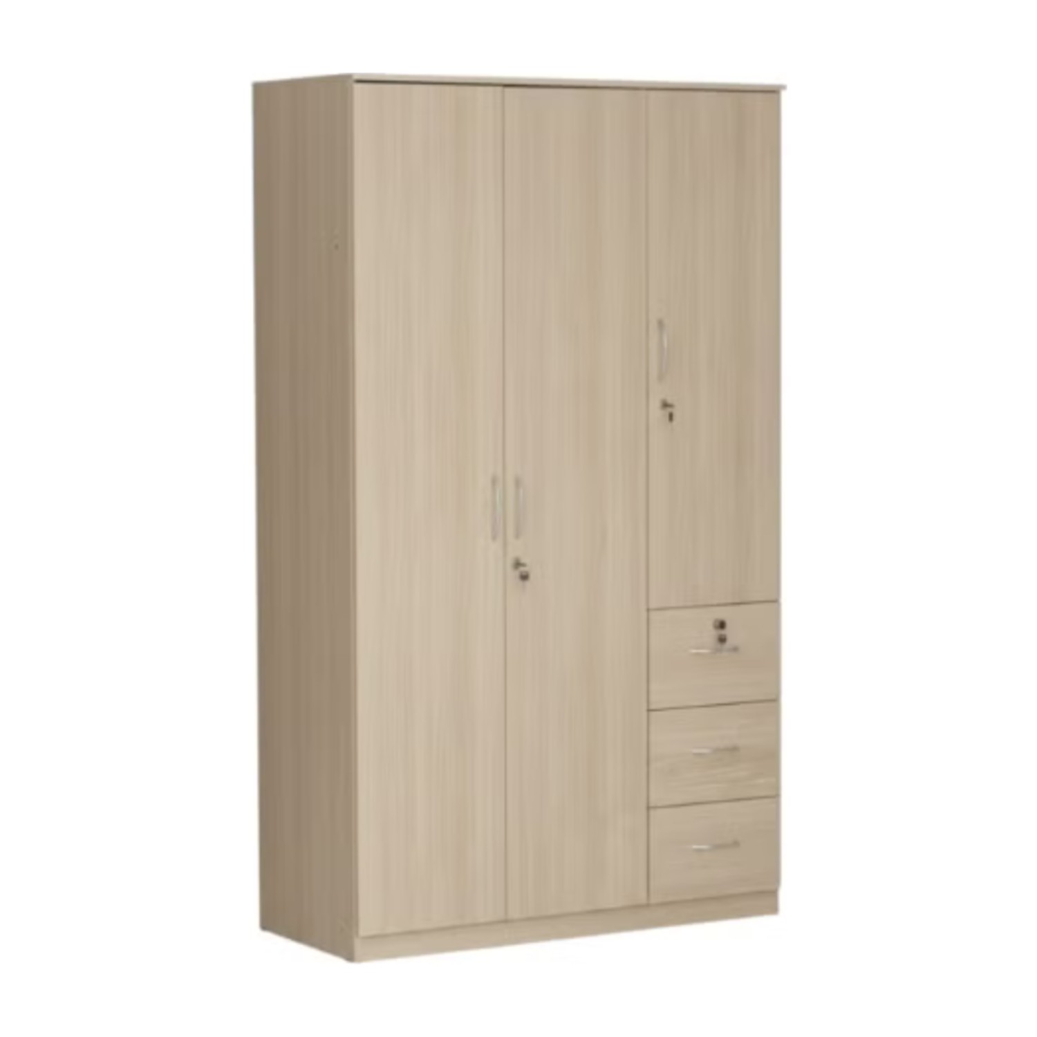 RIBEZ 3 Door wardrobe for Bedroom with 3 Drawers and 5 Shelves | Cupboard for Home | Bedroom Wardrobes