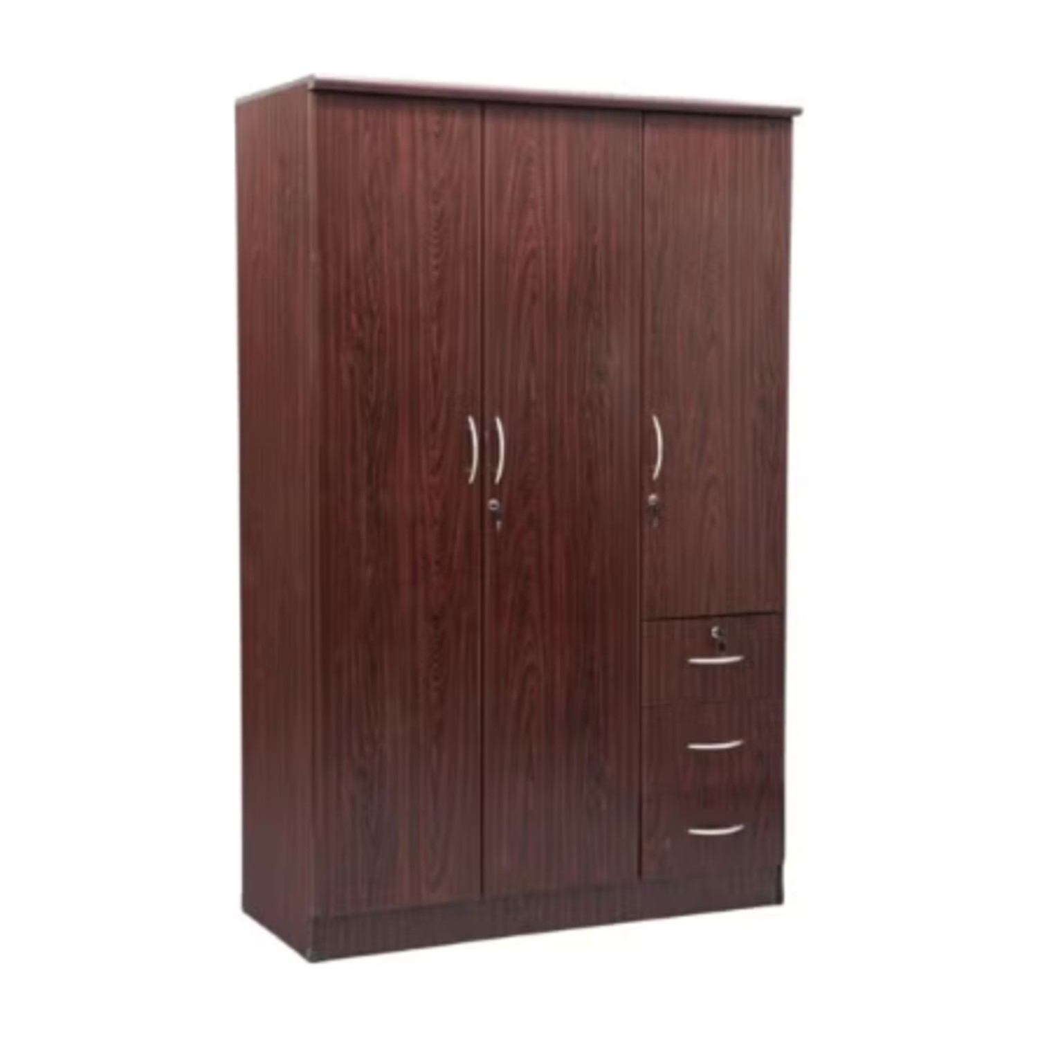 RIBEZ 3 Door wardrobe for Bedroom with 3 Drawers and 5 Shelves | Cupboard for Home | Bedroom Wardrobes (With Installation)
