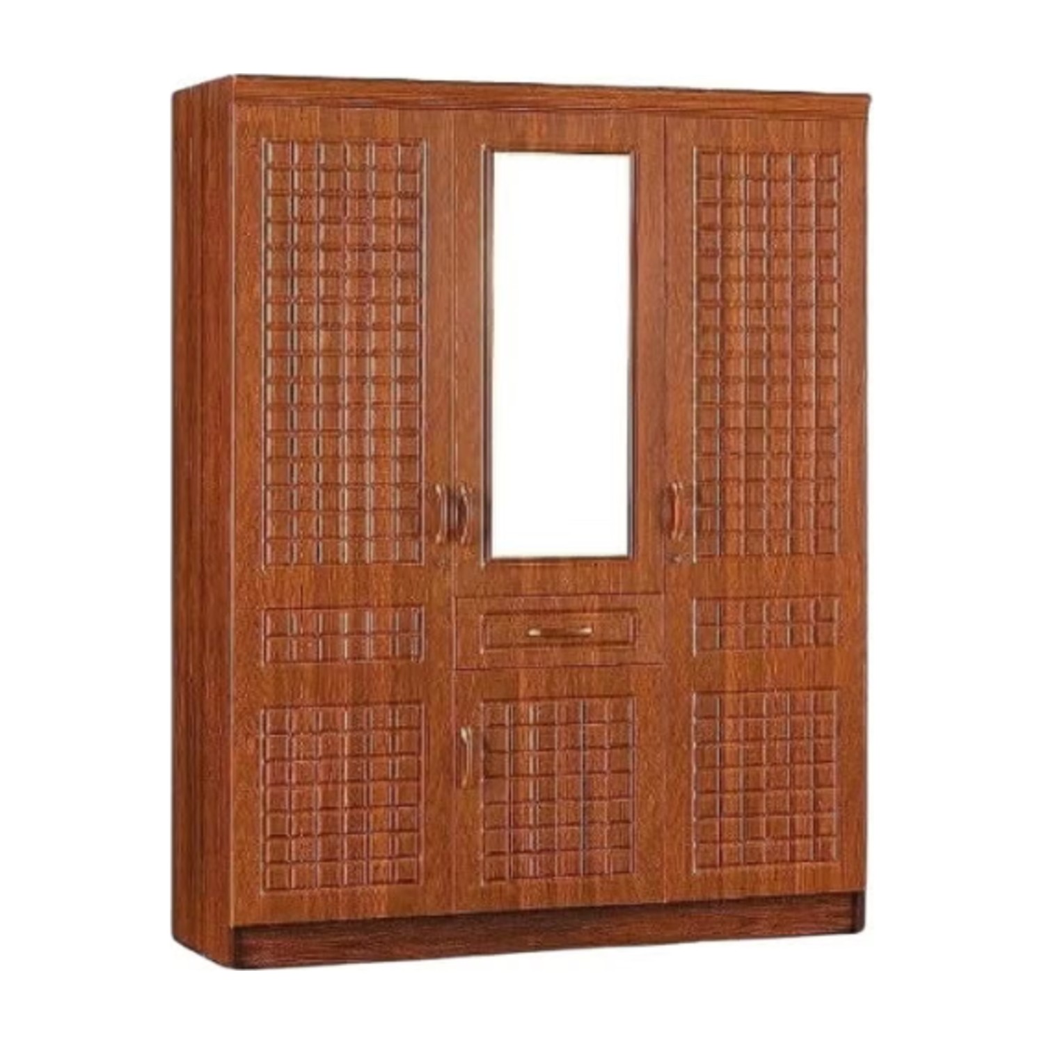 ABX HOME 3 door wardrobe with one drawer and storage and also one hanging side with 8 shelves | Lockable door