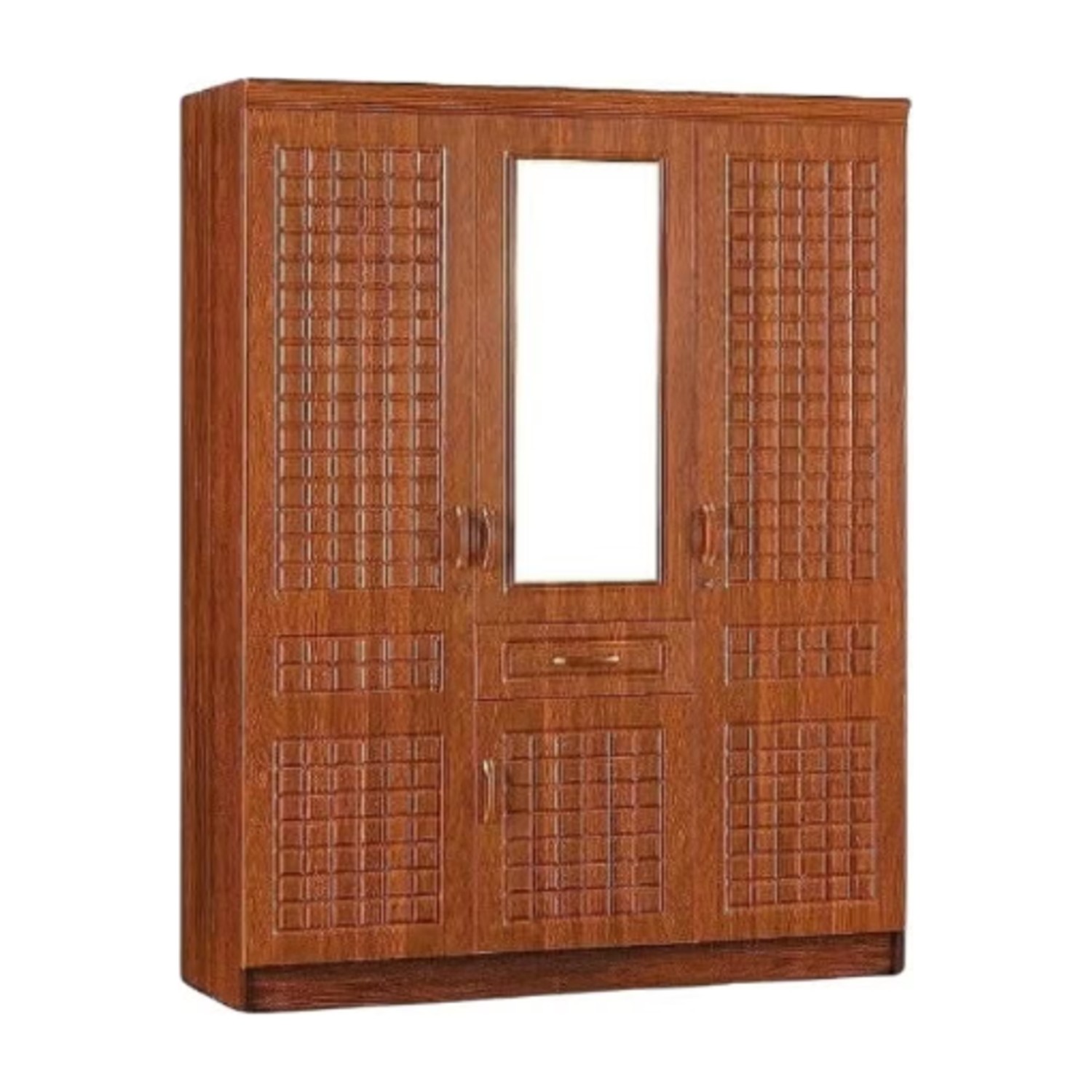 Crete 3 door wardrobe with one drawer and storage and also one hanging side with 8 shelves | Lockable door (With Installation)