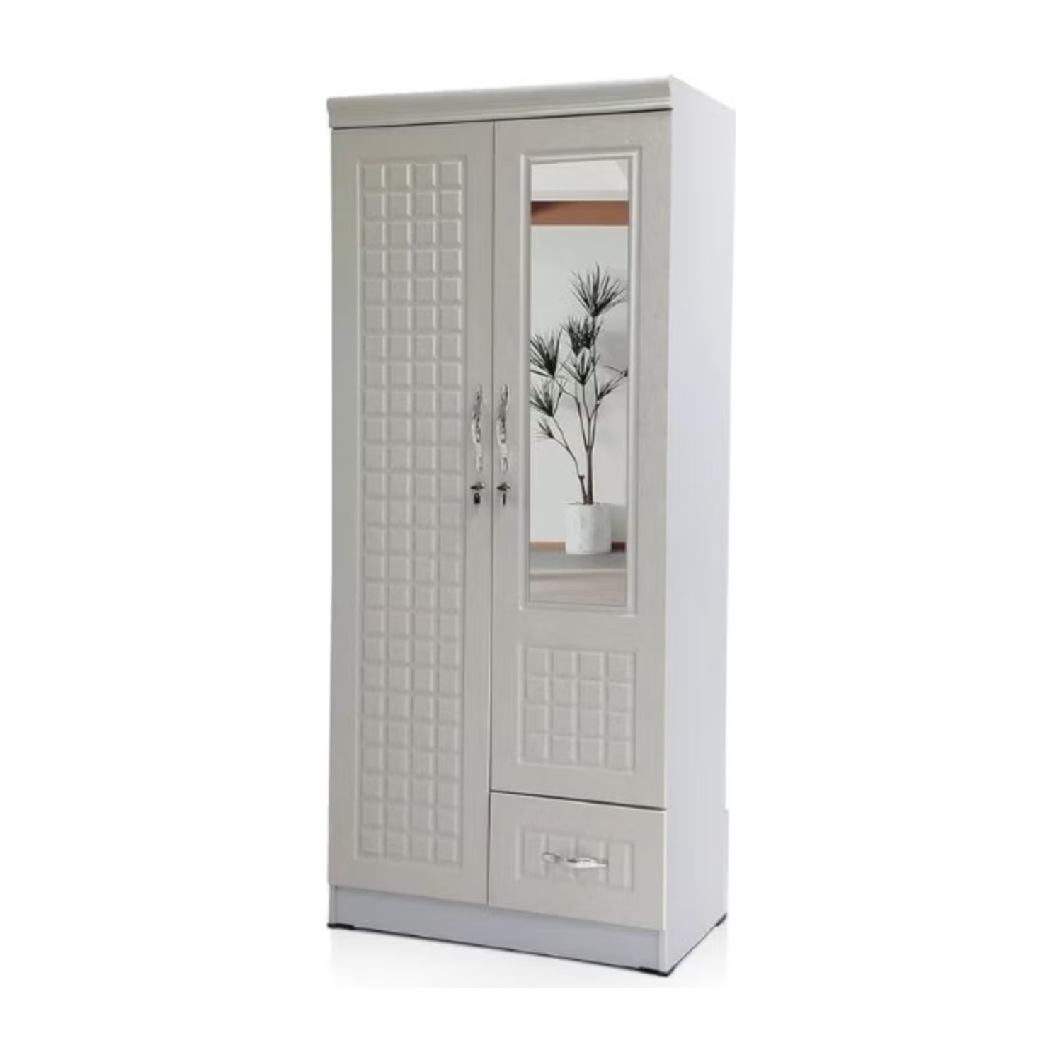 ABX HOME Shaku 2 Door Wooden Wardrobe, Cabinet Cupboard Engineered Wood Perfect Modern Stylish Heavy Duty With Mirror