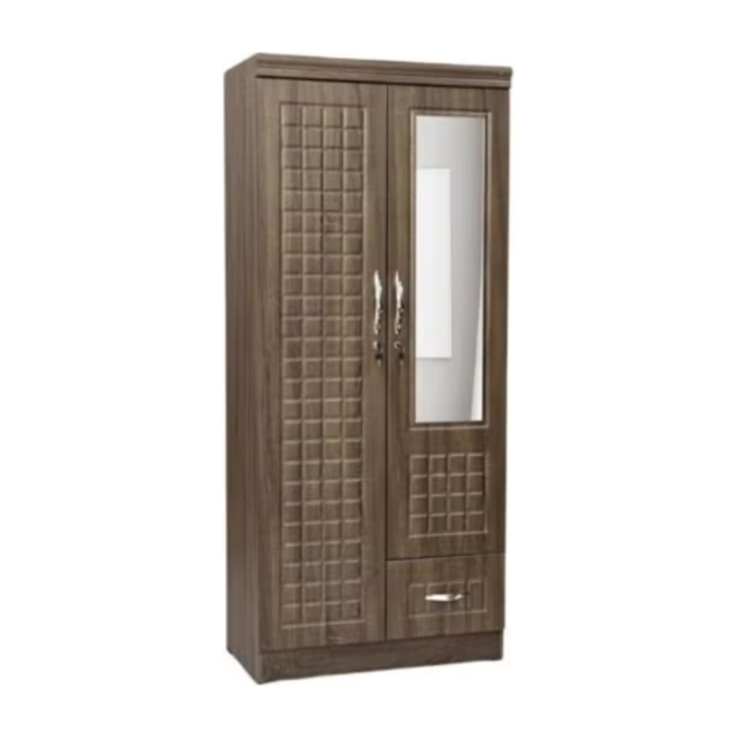 ABX HOME Shaku 2 Door Wooden Wardrobe, Cabinet Cupboard Engineered Wood Perfect Modern Stylish Heavy Duty With Mirror (Free Installation)