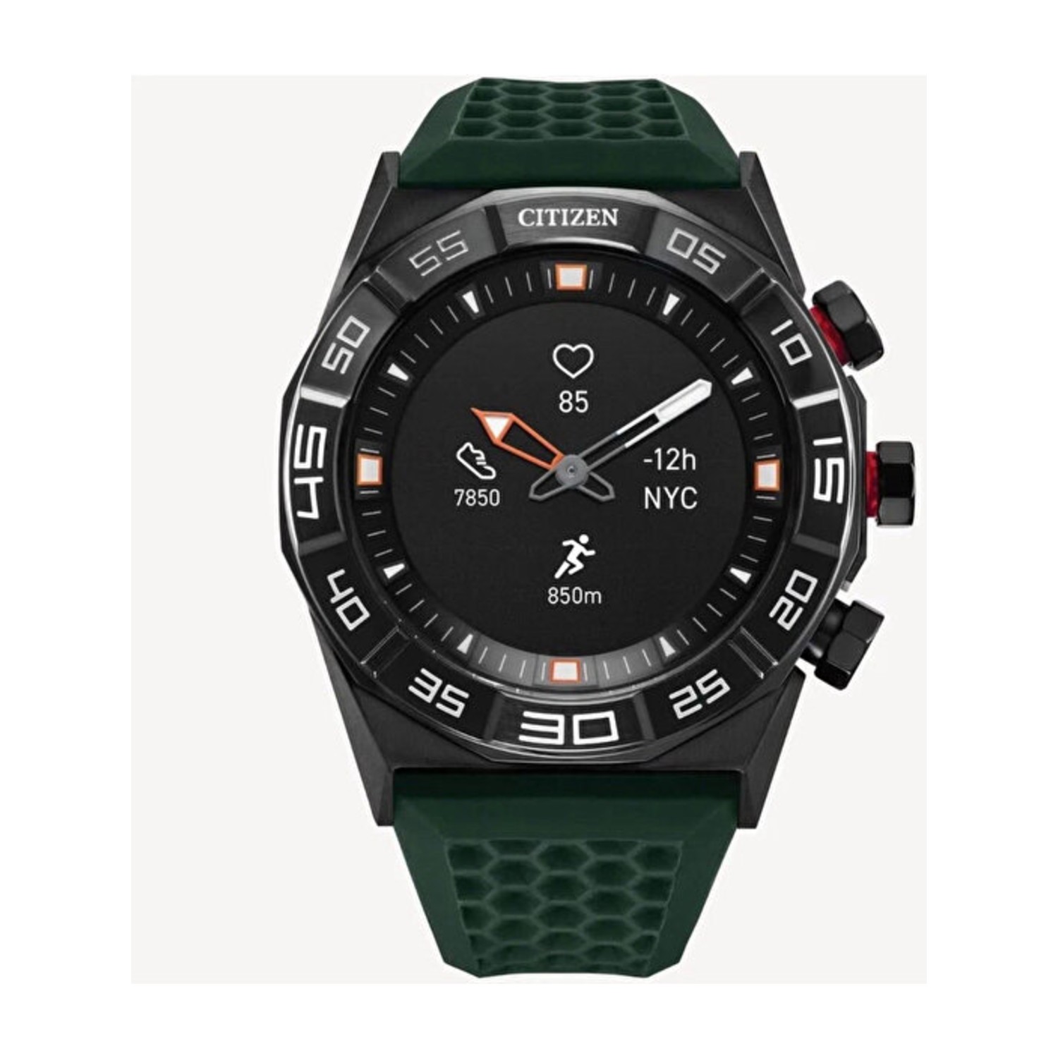 Citizen CZ Smart JX1005 -00E حزام مطاطي أخضر أسود 44 مم