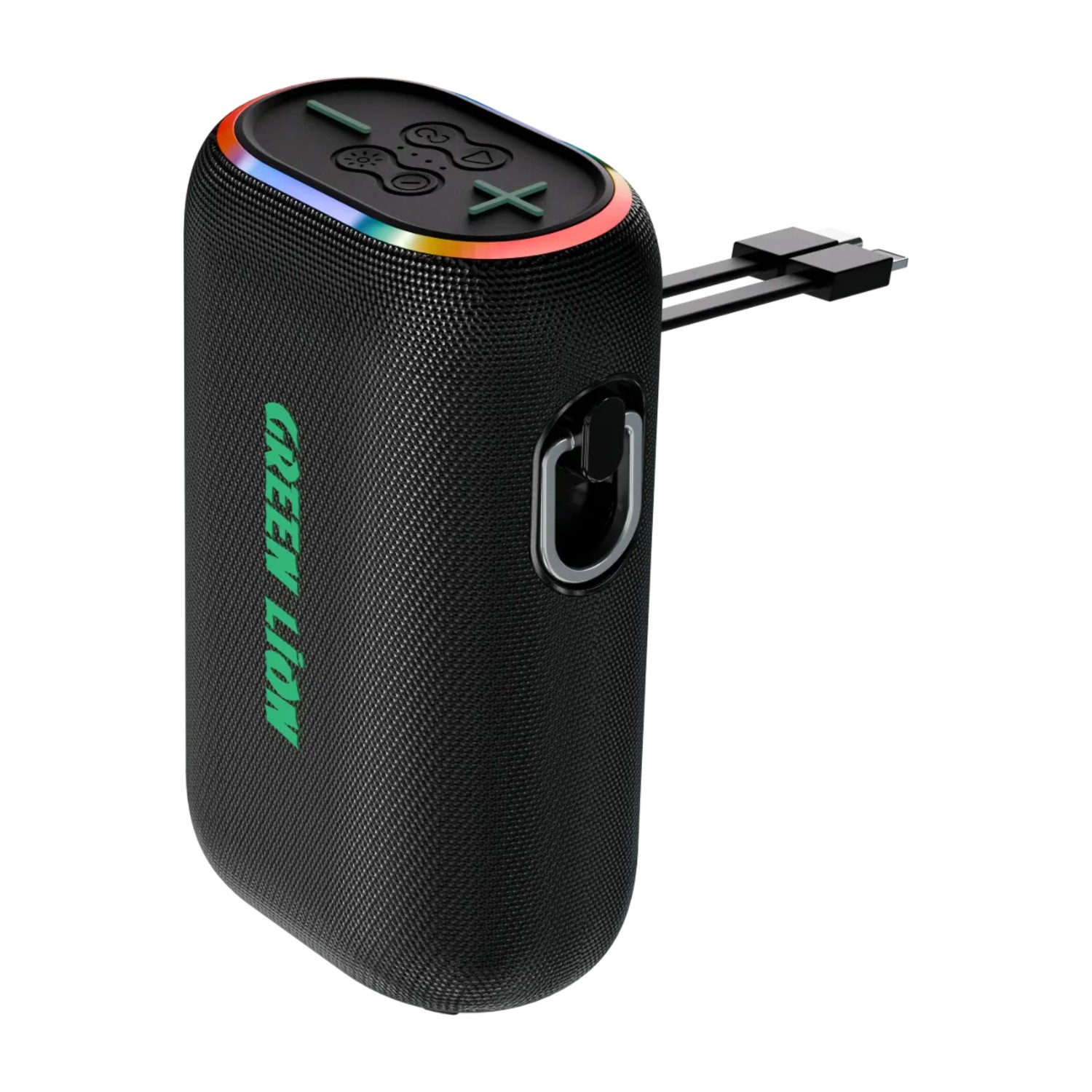 مكبر صوت بلوتوث جرين ليون ويف 20 مع بنك طاقة 10000 مللي أمبير في الساعة، أضواء RGB، USB - C وكابلات لايتنينج - أسود