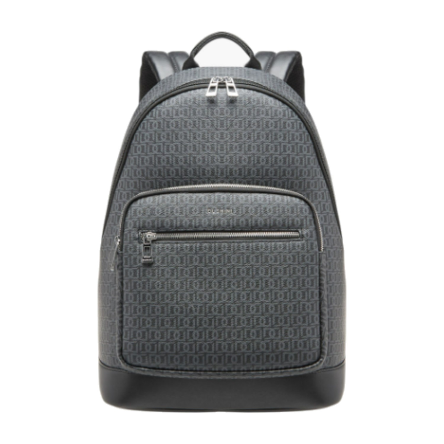 Duchini Monogram Print Backpack with Zip Closure and Laptop Compartment - 31x43x17 cm - Gray