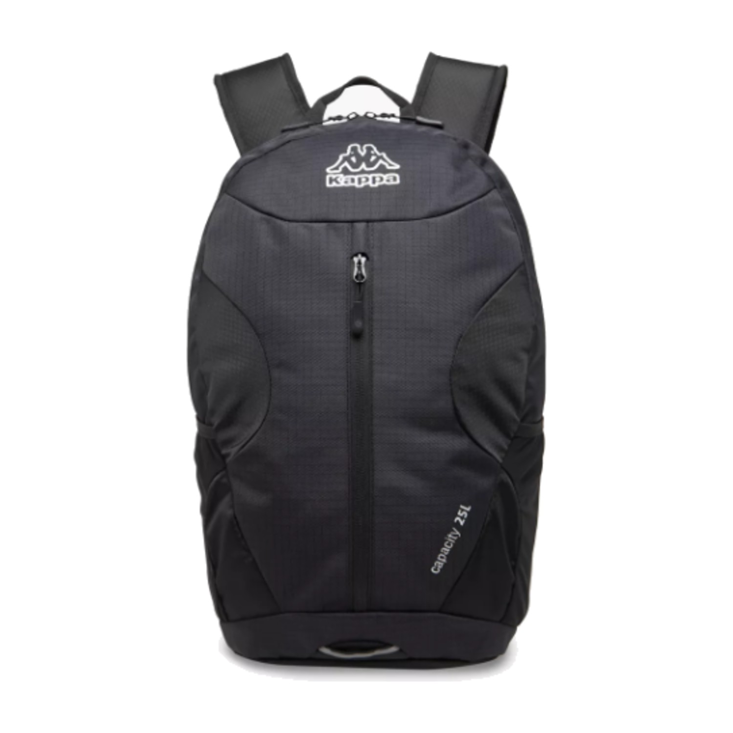 Kappa Logo Print Backpack with Adjustable Straps and Zip Closure - 16x46x27 cm - Black