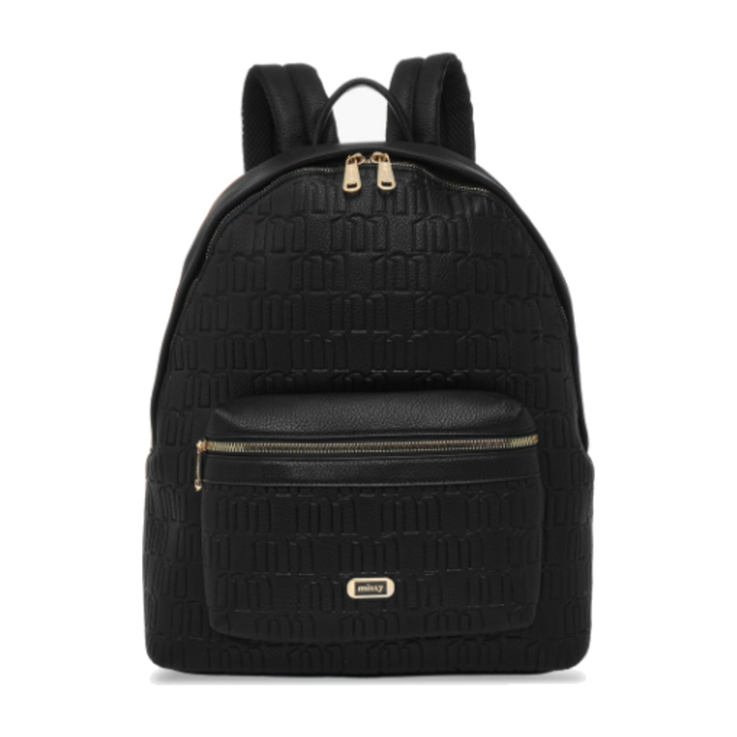 Missy Monogram Embossed Backpack with Laptop Compartment - Black