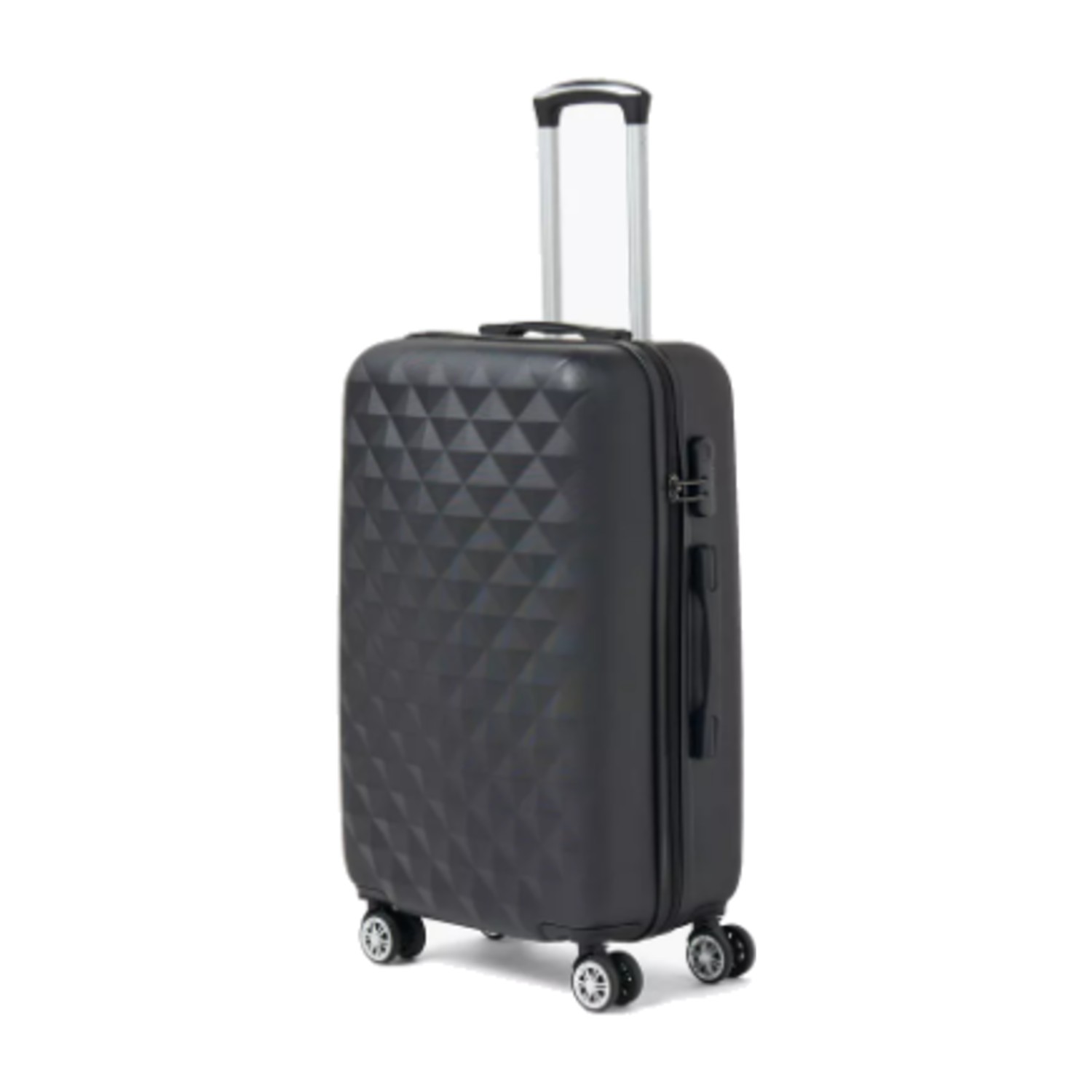 WAVE Textured Hardcase Luggage Trolley with Retractable Handle - 28 inches Check-In Bag - Black