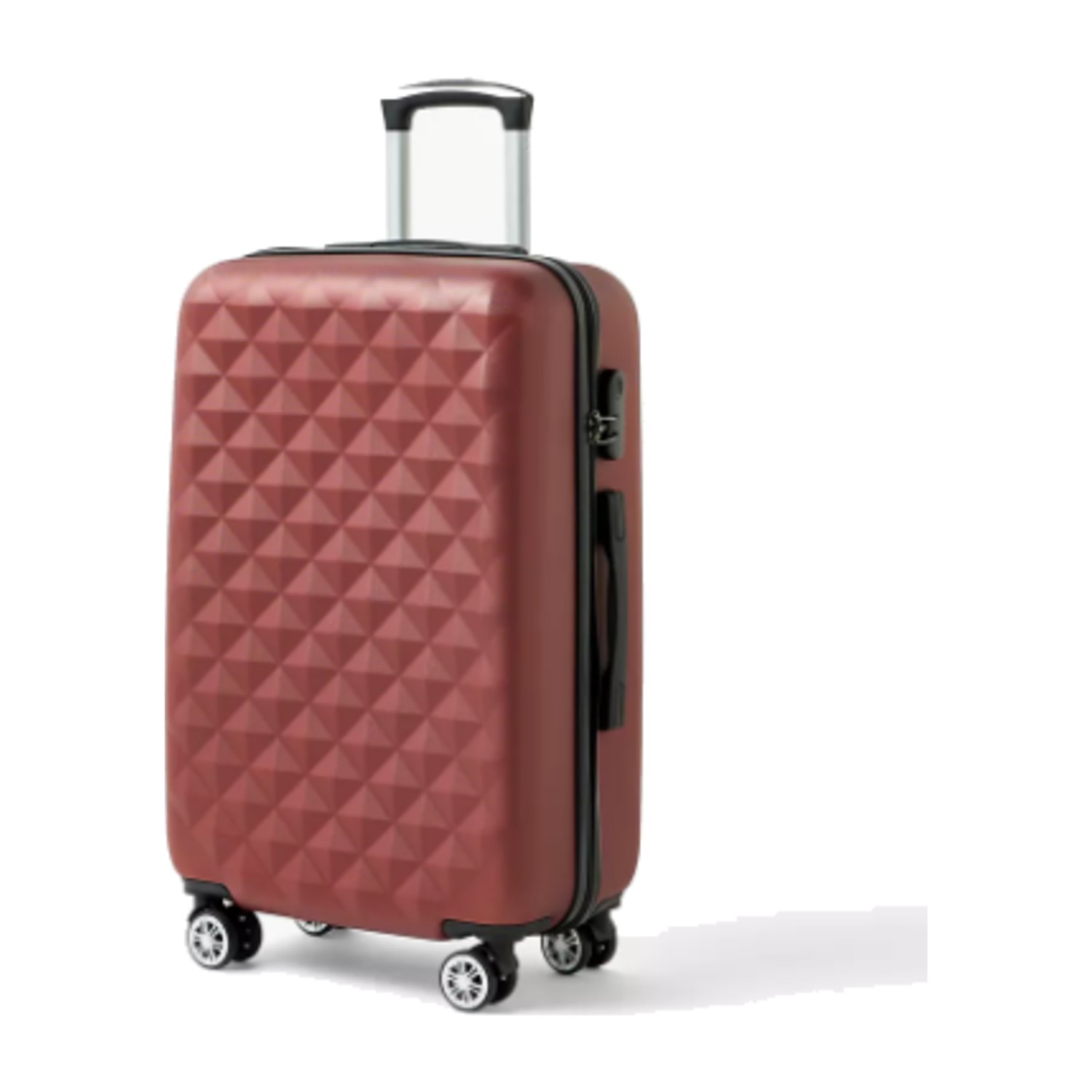 WAVE Textured Hardcase Luggage Trolley with Retractable Handle - 28 inches Check-In Bag - Red