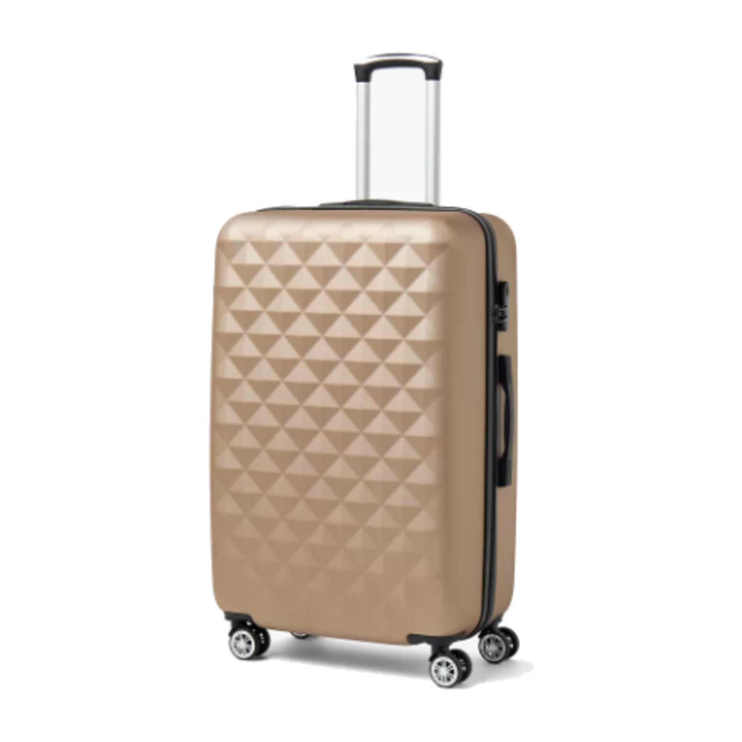 WAVE Textured Hardcase Luggage Trolley with Retractable Handle - 28 inches Check-In Bag - Brown