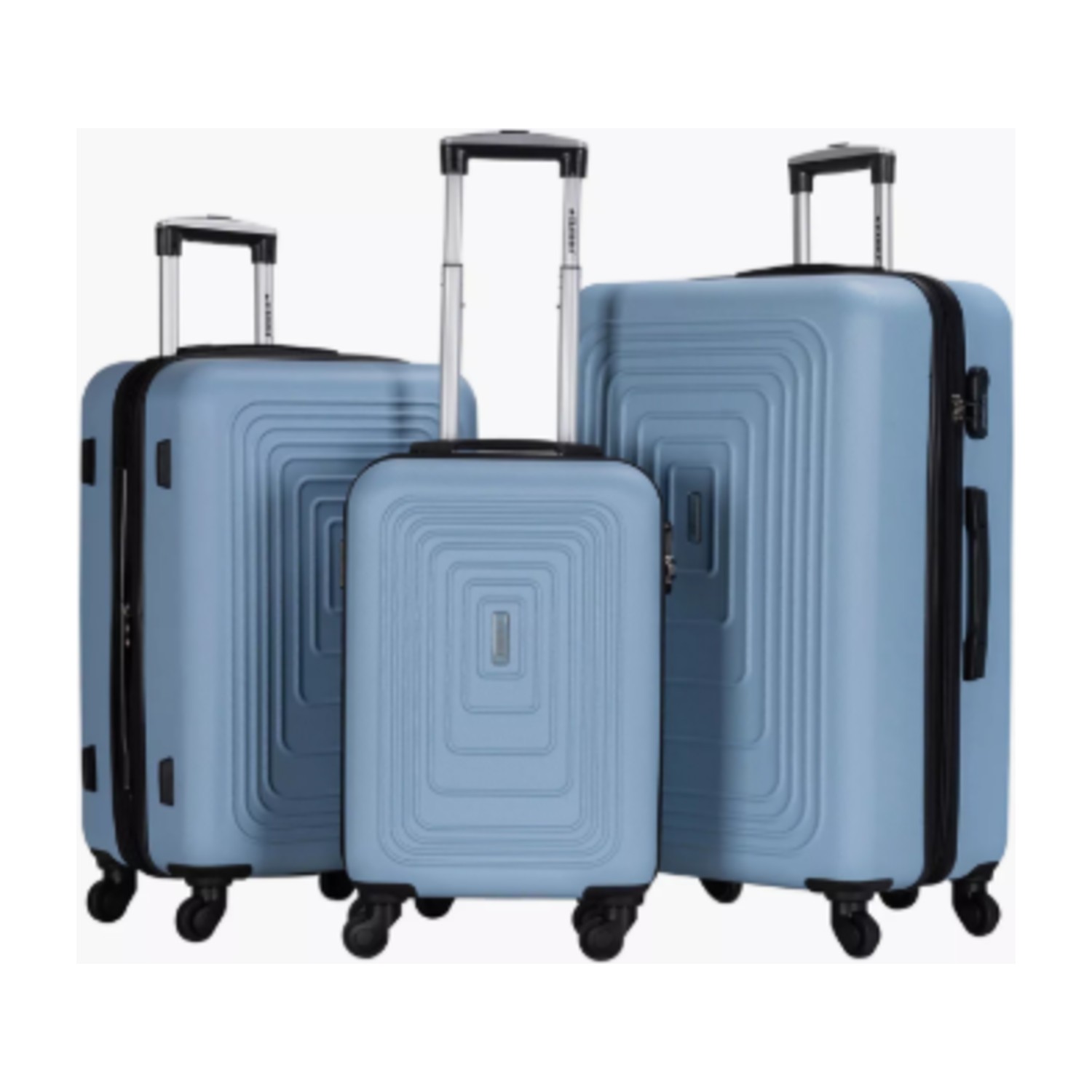 Stargold Set of 3 ABS Hard Sided 4-Wheeler Spinner Trolley Bag with Combination Lock - Blue
