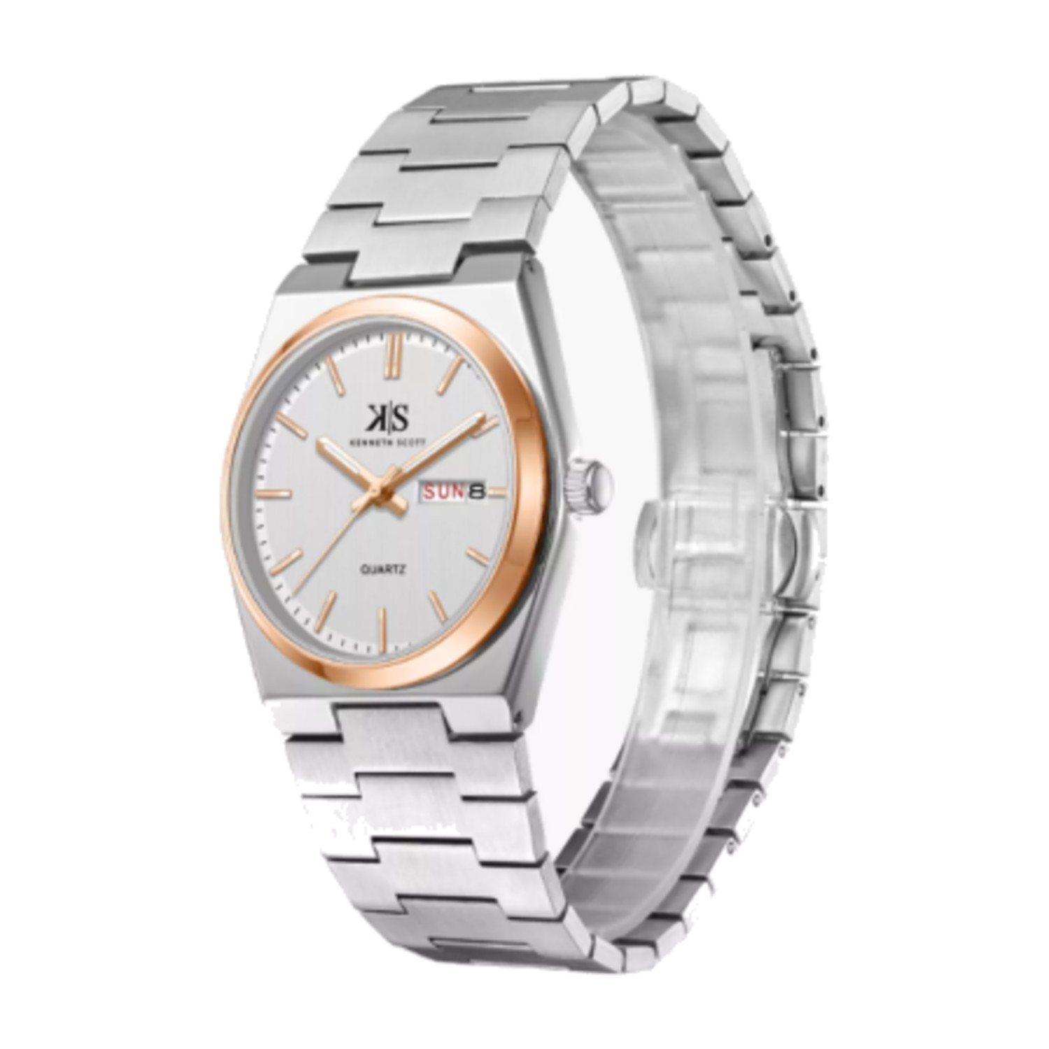 Kenneth Scott Men's 40 MM Silver Strap Analog Stainless Steel Watch | K24011-KBSW