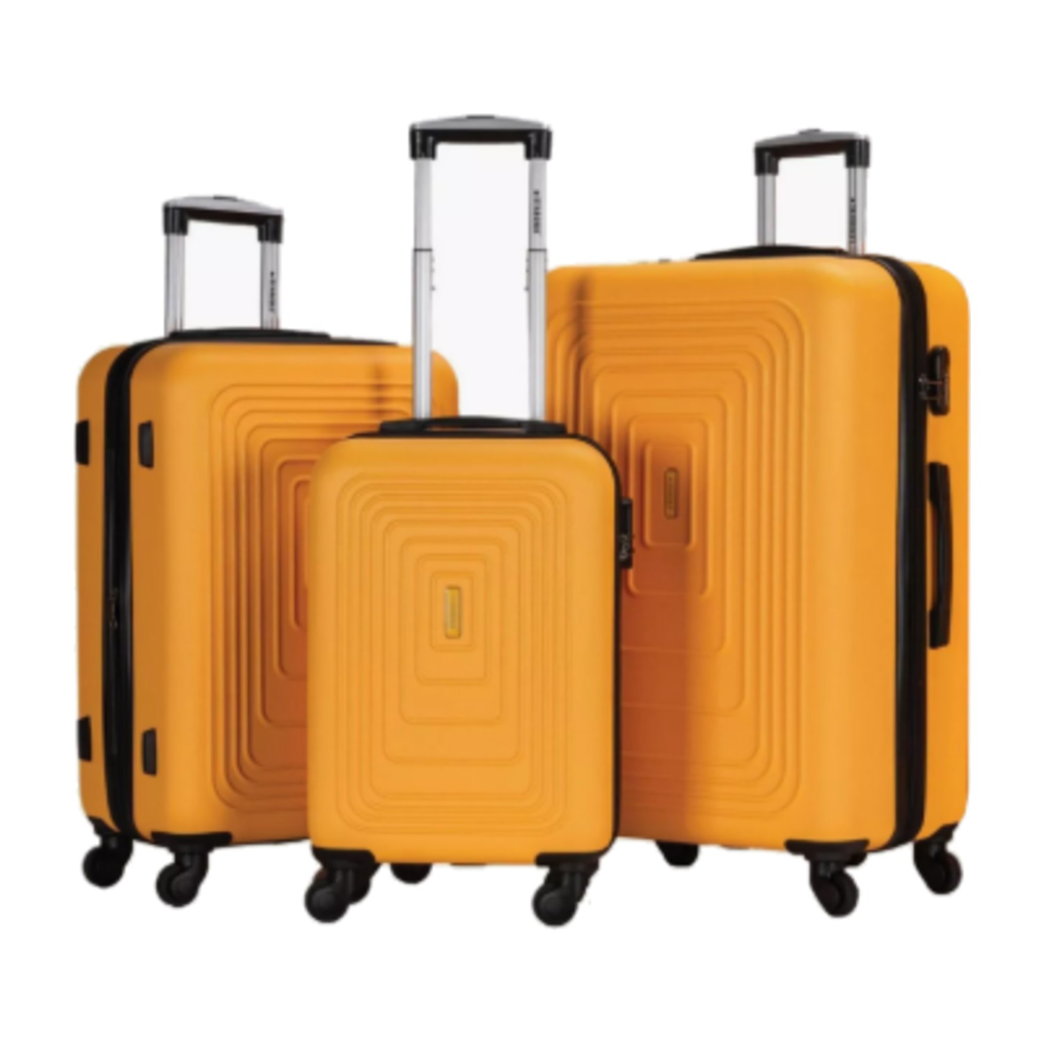 Stargold Set of 3 ABS Hard Sided 4-Wheeler Spinner Trolley Bag with Combination Lock - Yellow