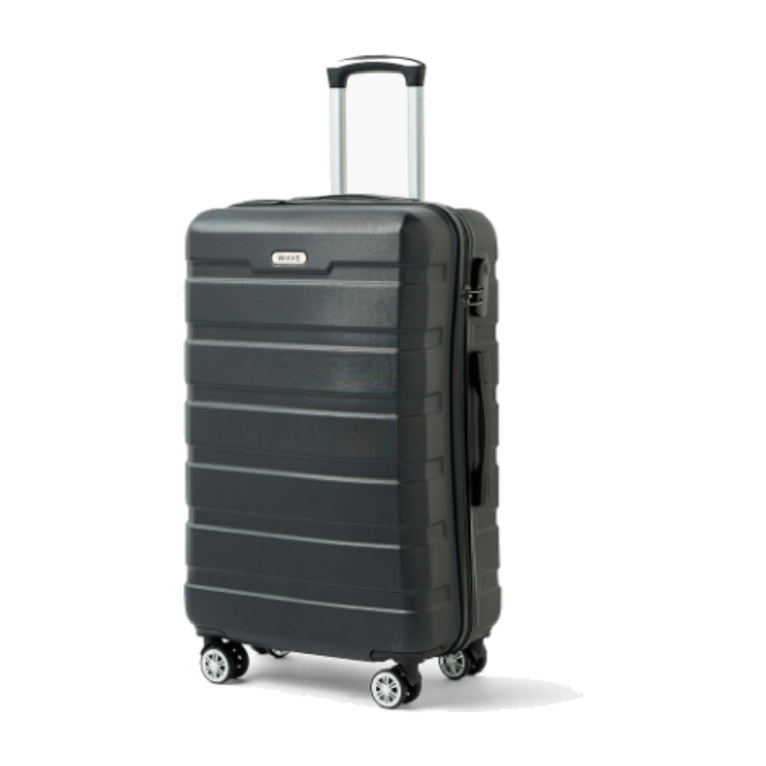 WAVE Textured Hardcase Luggage Trolley with Retractable Handle - 28 inches Check-In Bag - Black