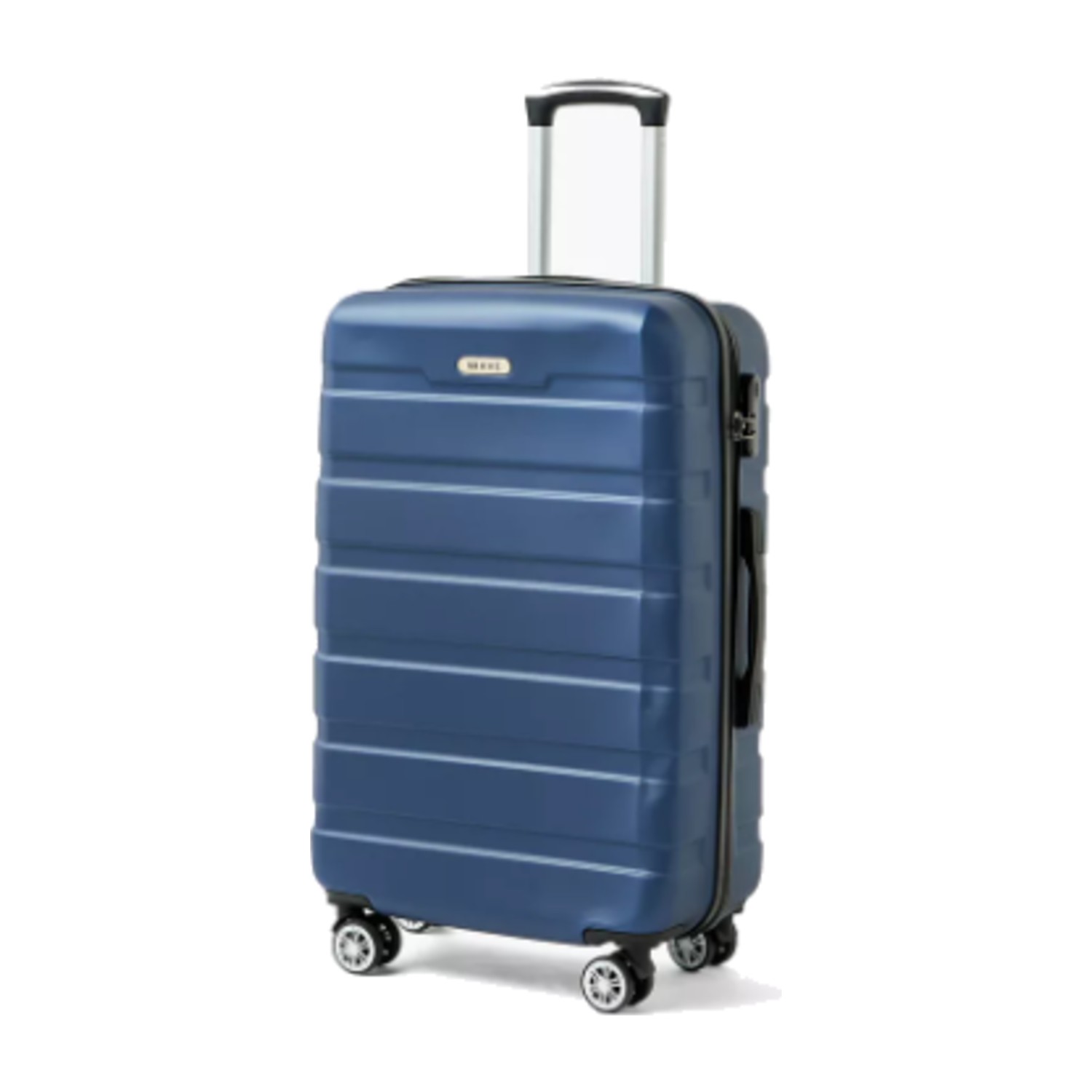 WAVE Textured Hardcase Luggage Trolley with Retractable Handle - 28 inches Check-In Bag - Blue