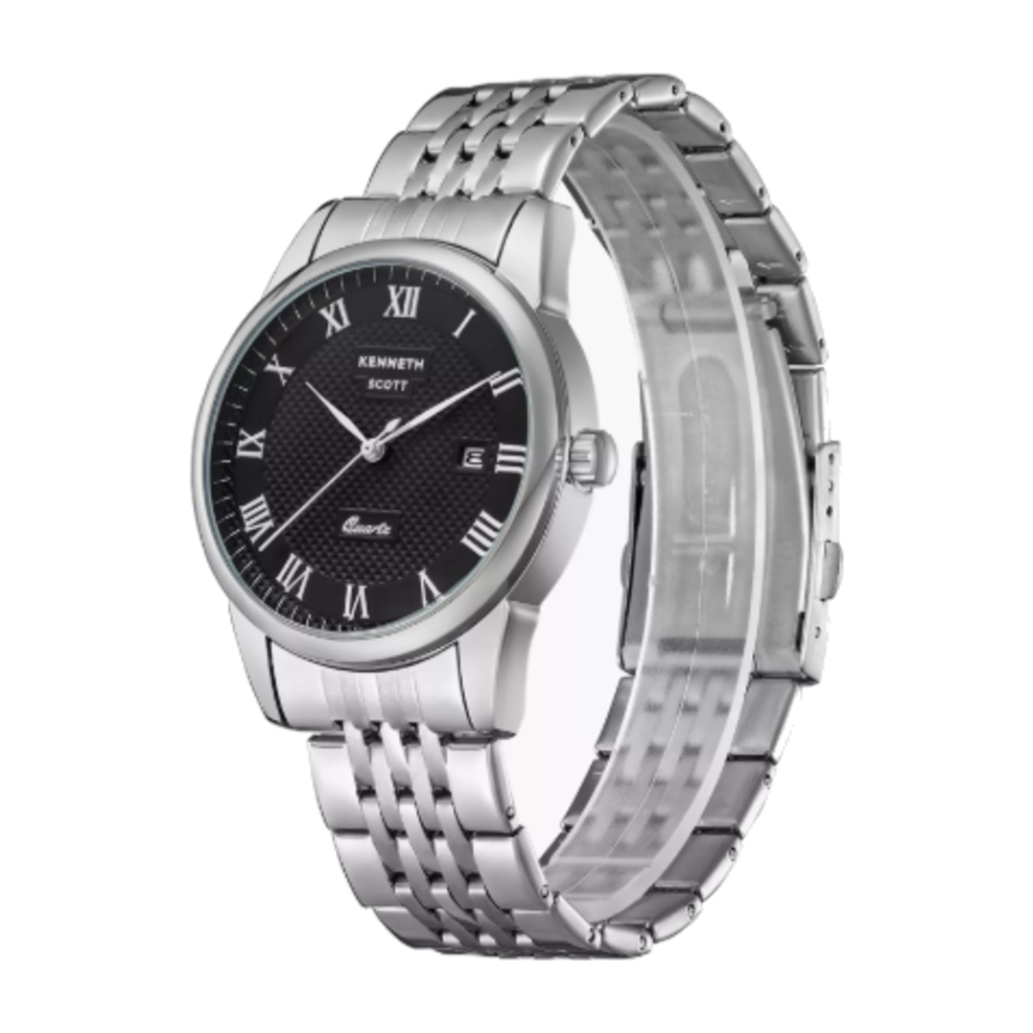 Kenneth Scott Men's Japanese Quartz Movement Silver Analog Metal Watch | K23030-SBSB