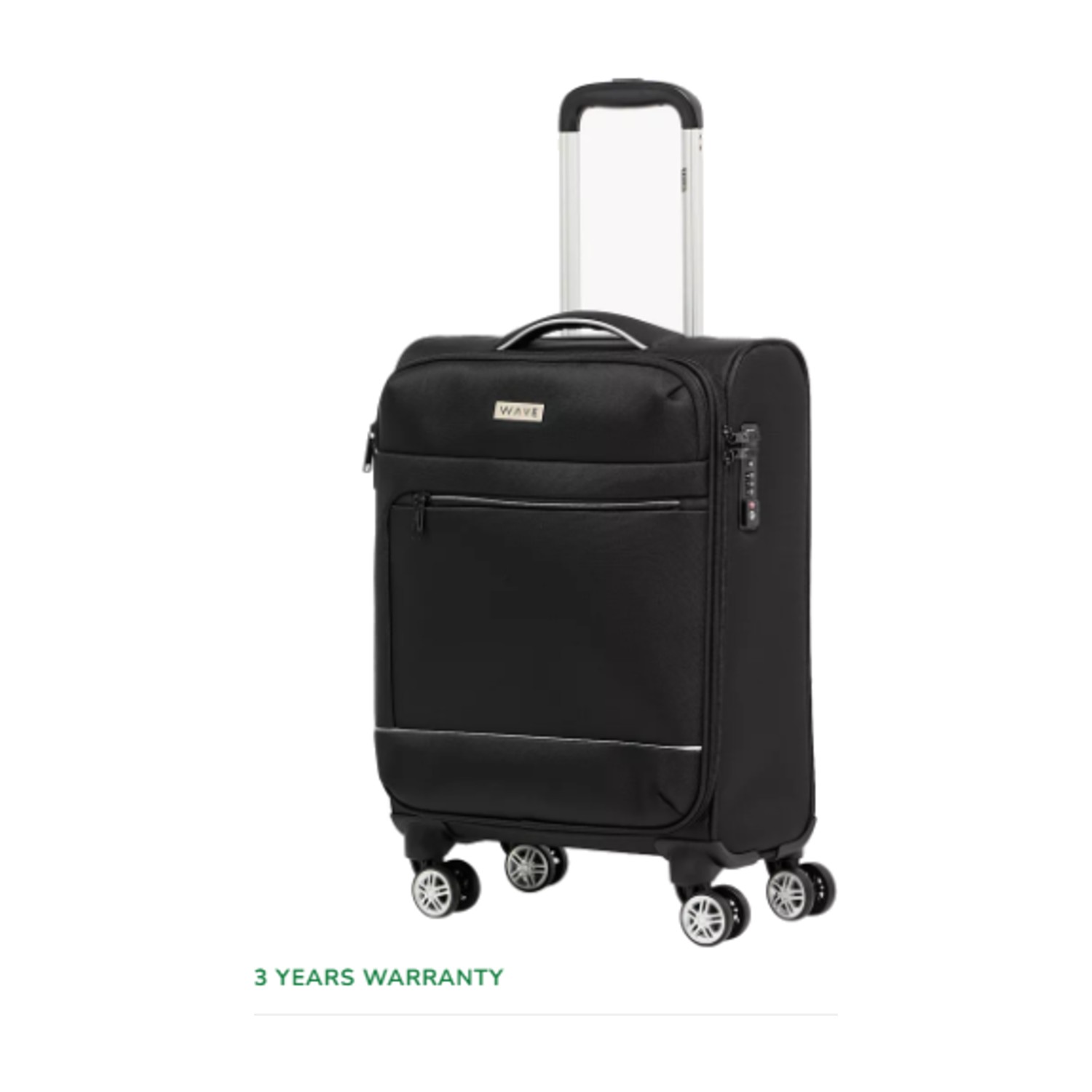 WAVE Solid Softcase Trolley Bag with Retractable Handle - Black