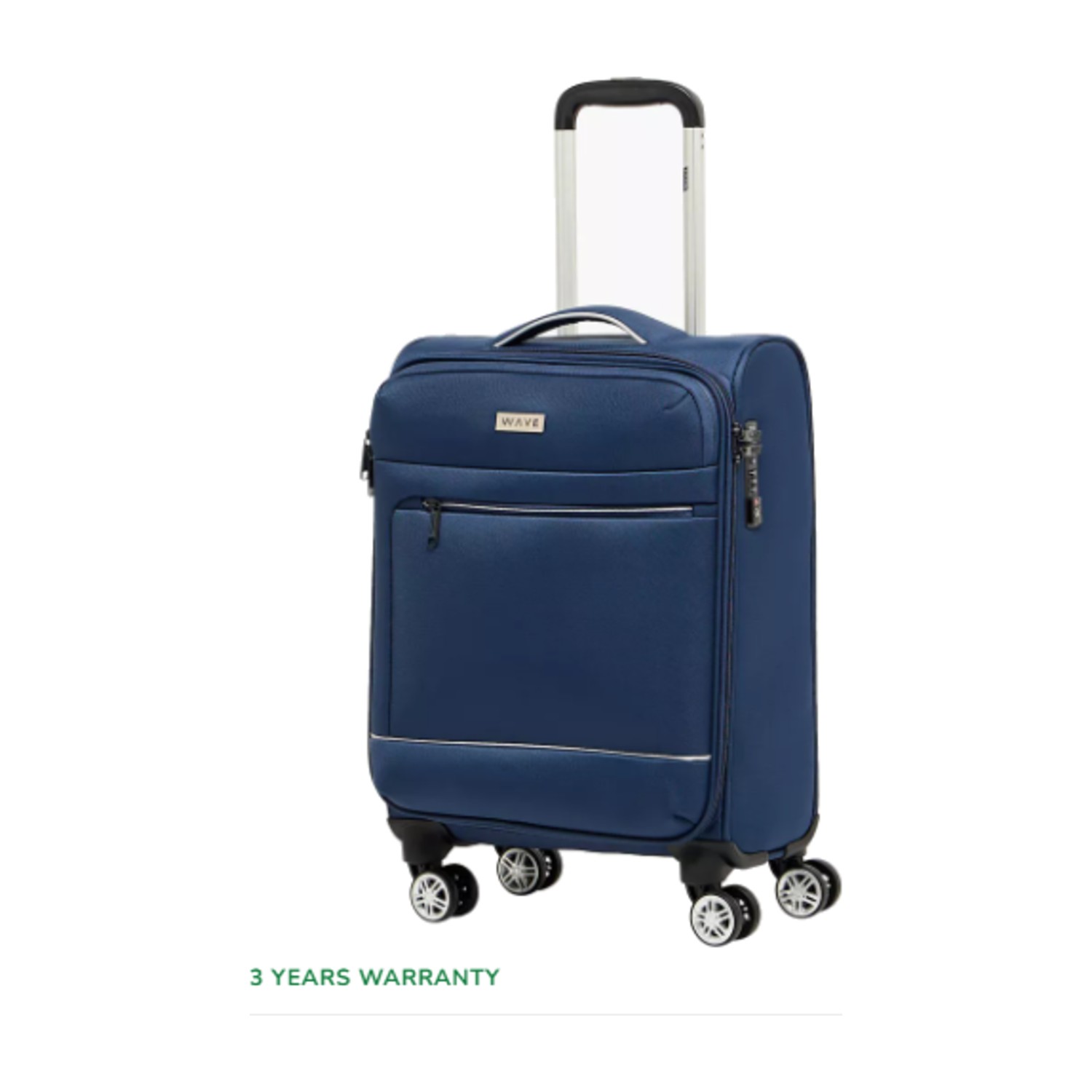WAVE Solid Softcase Trolley Bag with Retractable Handlle - Blue