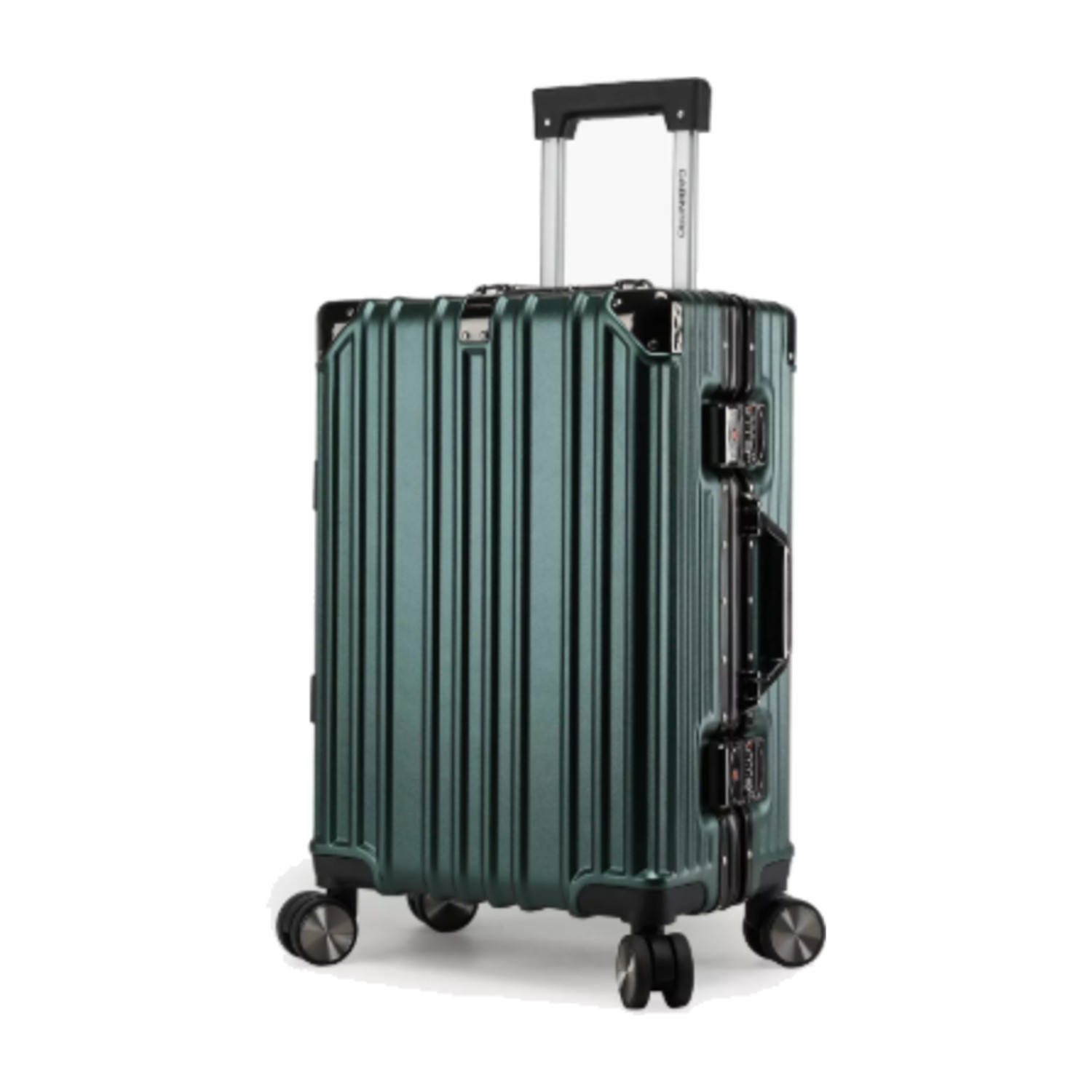 CabinPro 55 CM Cabin Hard Case Luggage Trolley Bag with Double 4 Spinner Wheels | CP001 - Green