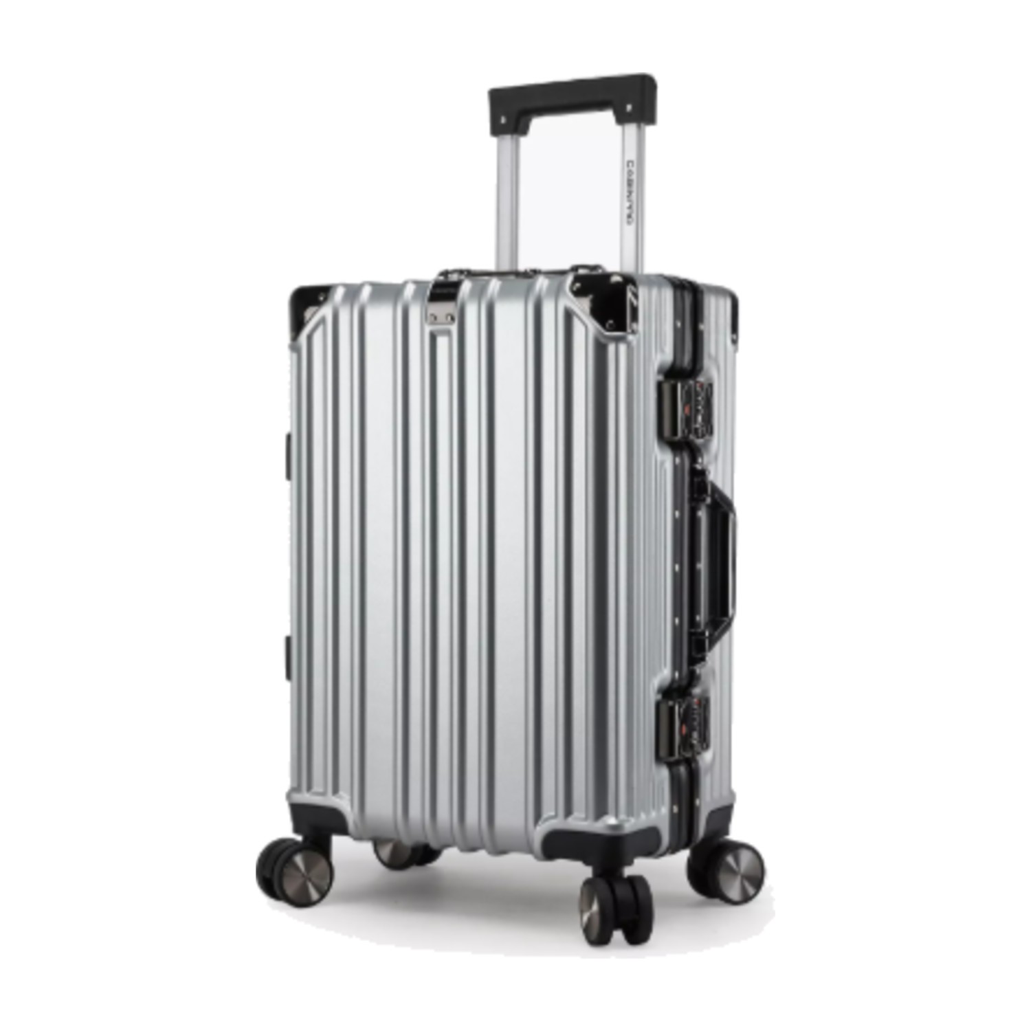 CabinPro 55 CM Cabin Hard Case Luggage Trolley Bag with Double 4 Spinner Wheels | CP001 - Silver