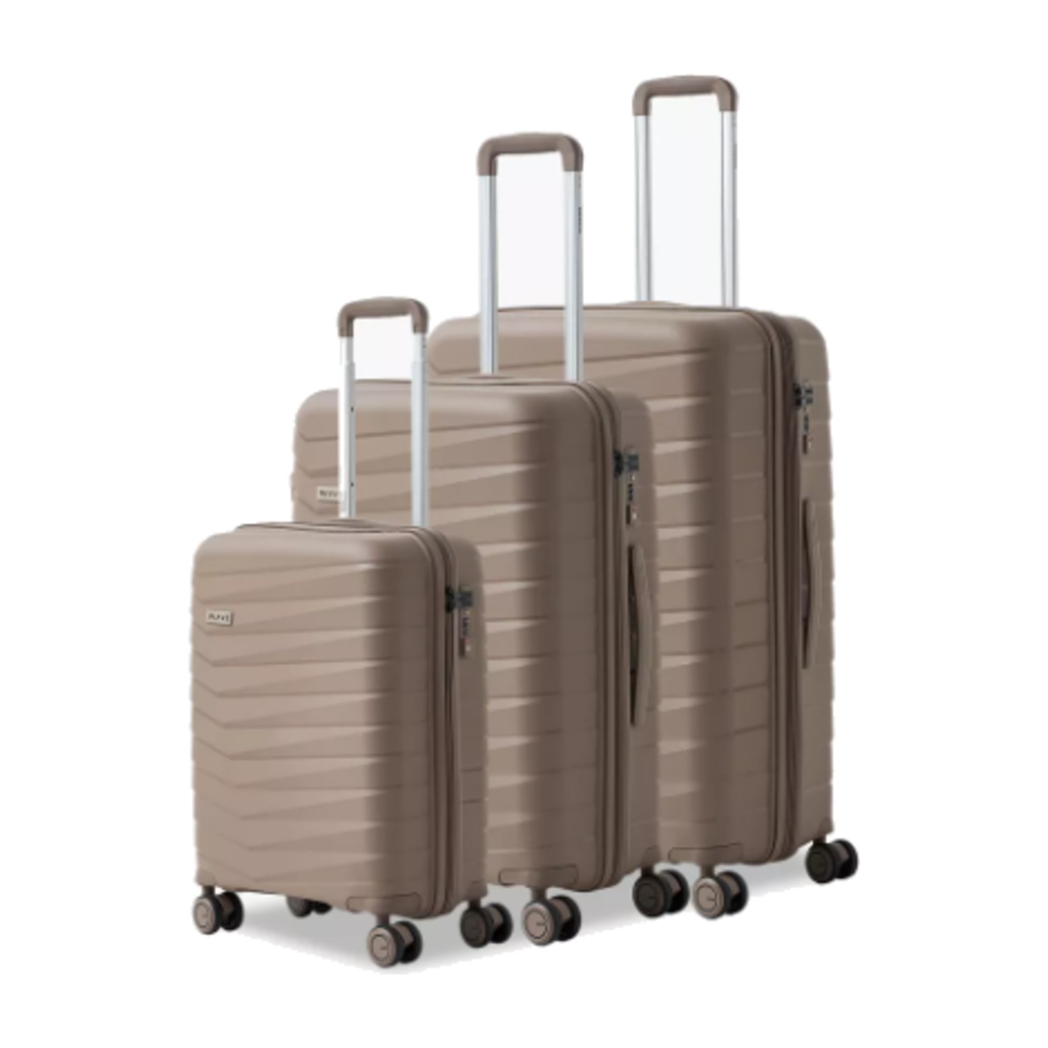 WAVE Textured Hardcase Trolley Bag with Retractable Handle - Set of 3 - Beige